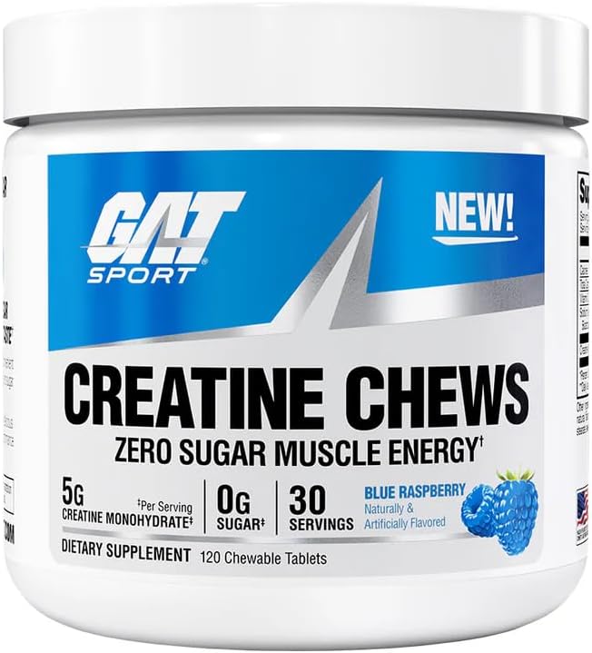 GAT Sport Creatine Chews-30 servings-Blue Raspberry-N101 Nutrition