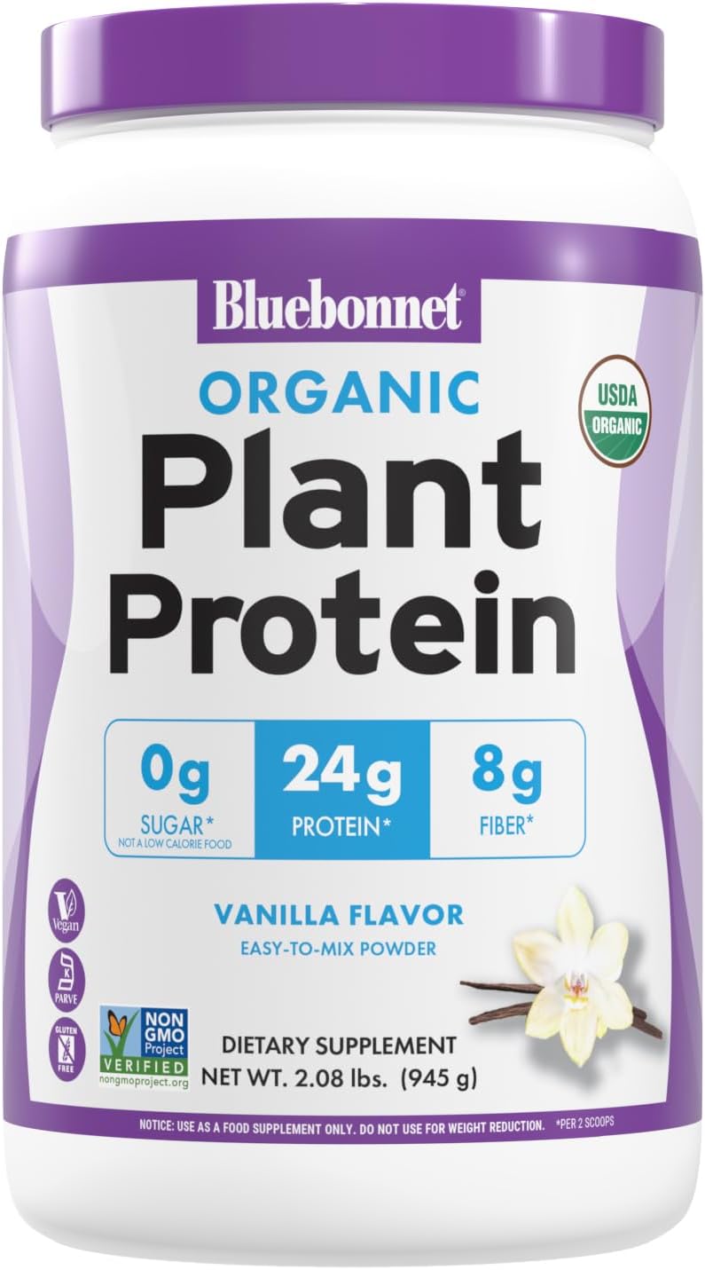 Bluebonnet Organic Plant Protein-2 lbs (945 g)-Vanilla-N101 Nutrition