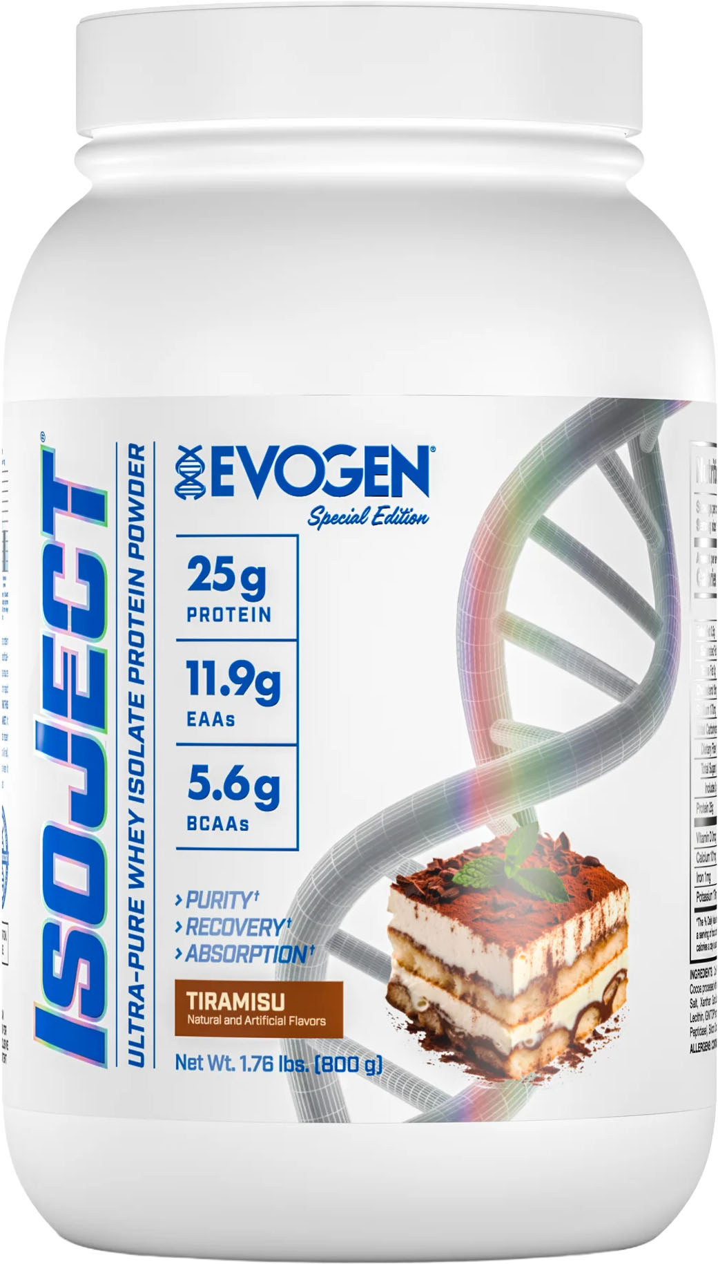 Evogen IsoJect-25 servings-Tiramisu-N101 Nutrition