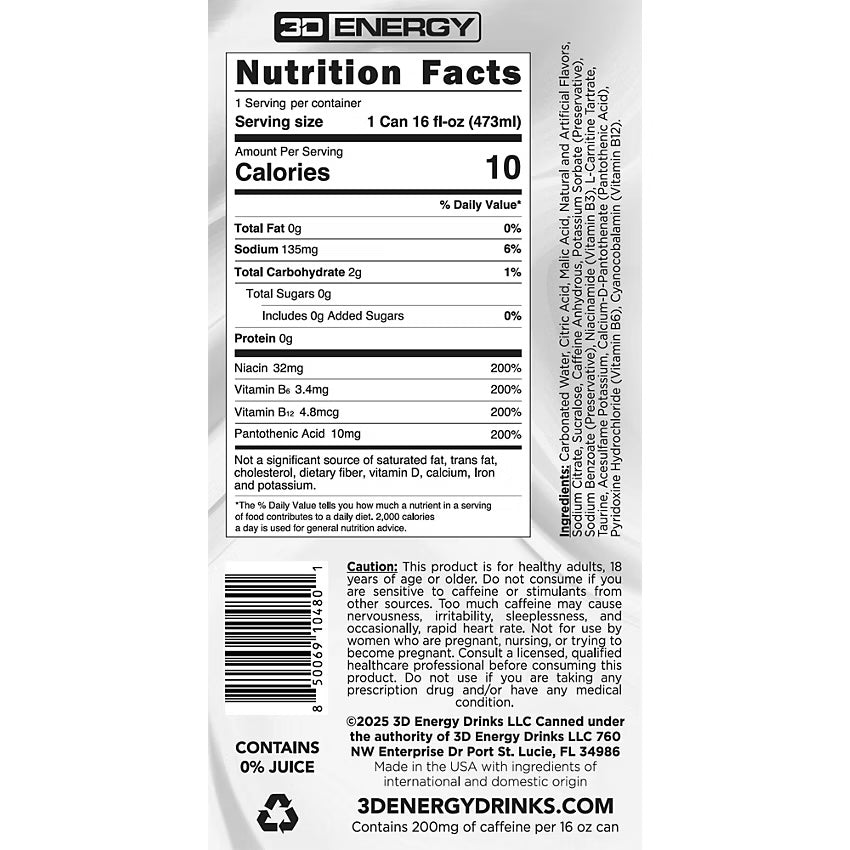 3D Energy Drink-N101 Nutrition