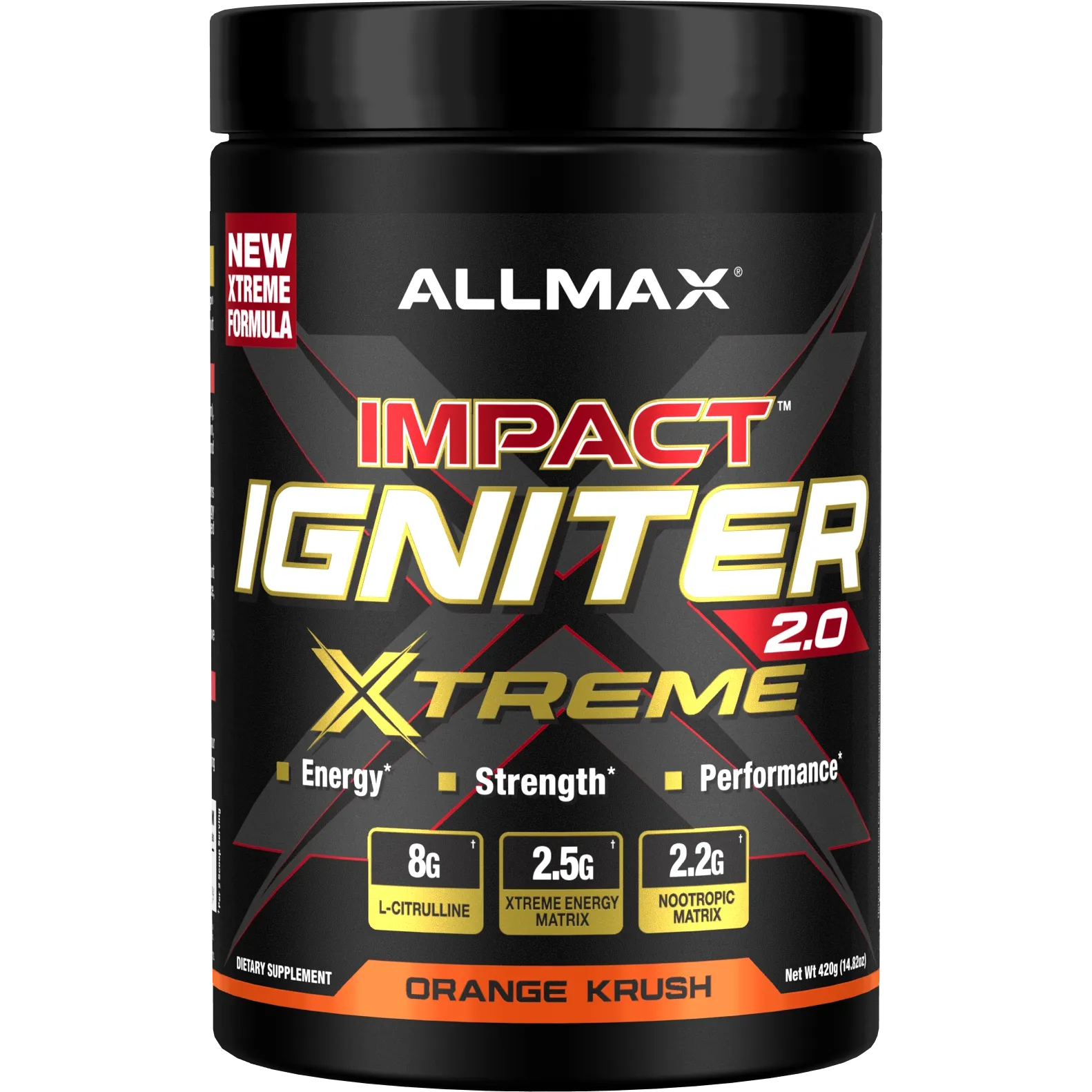 ALLMAX Impact Igniter Xtreme 2.0-30 servings-Orange Krush-N101 Nutrition
