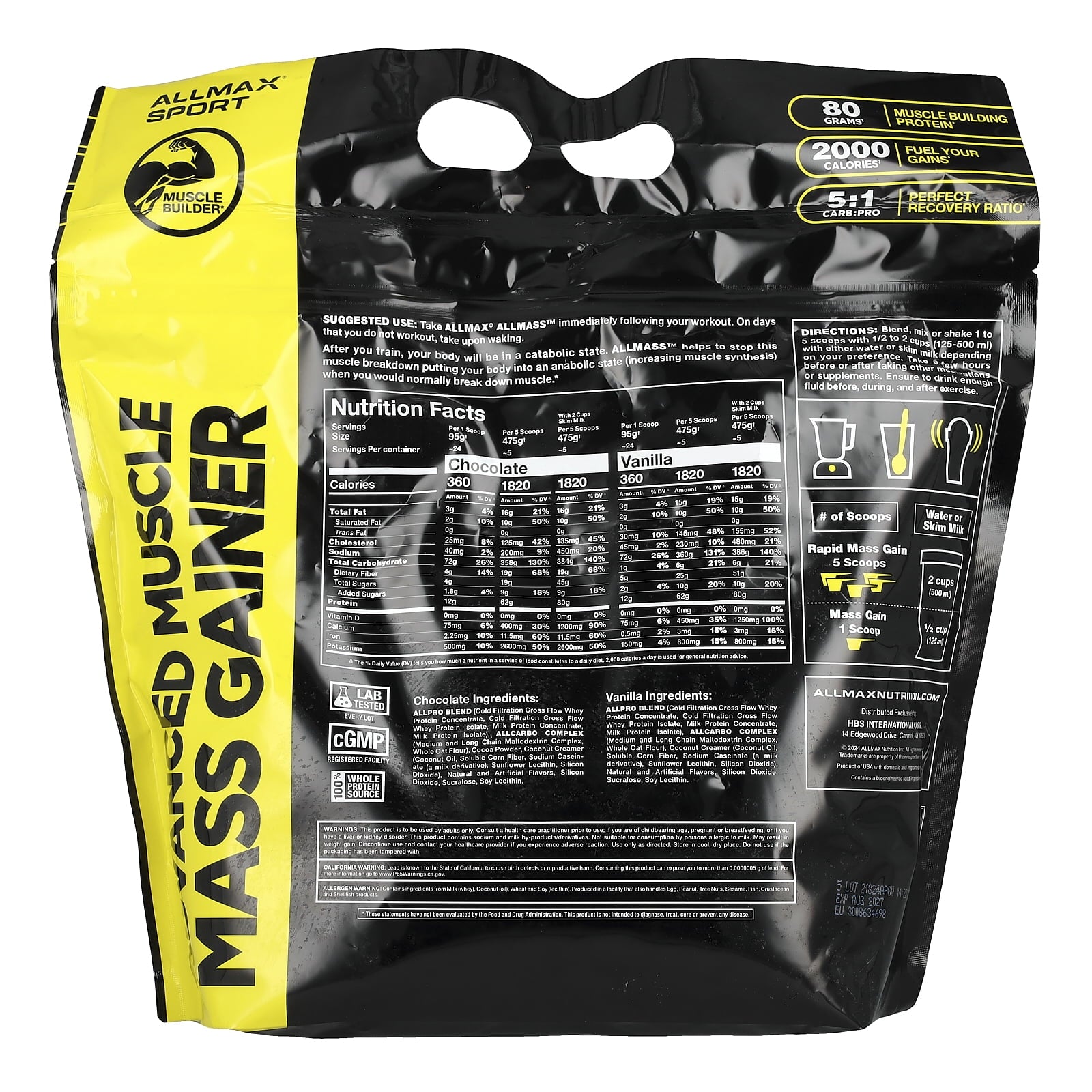 ALLMAX Sport AllMass Advanced Muscle Gainer-N101 Nutrition