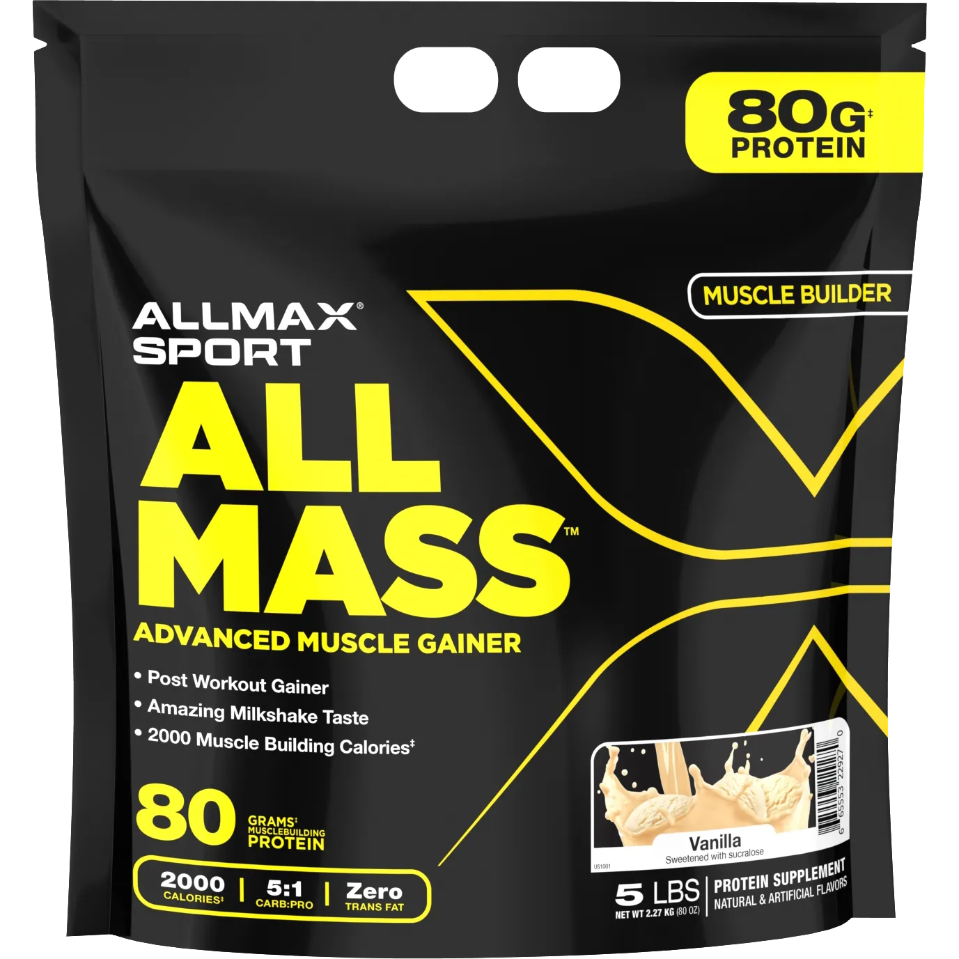 ALLMAX Sport AllMass Advanced Muscle Gainer-5 lbs-Vanilla-N101 Nutrition