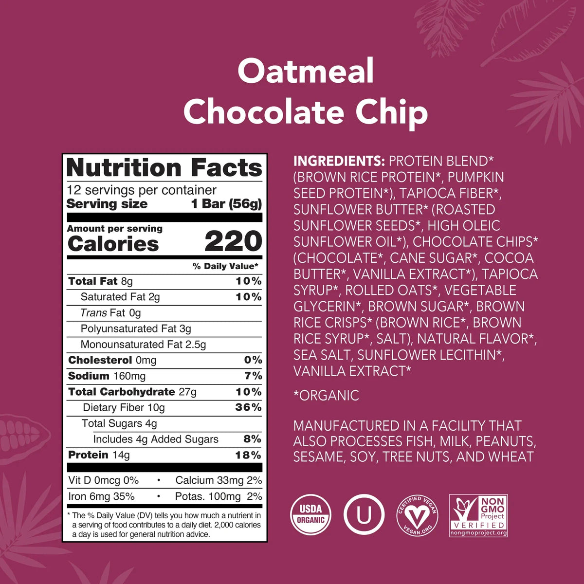 ALOHA Organic Plant-Based Protein Bars-N101 Nutrition