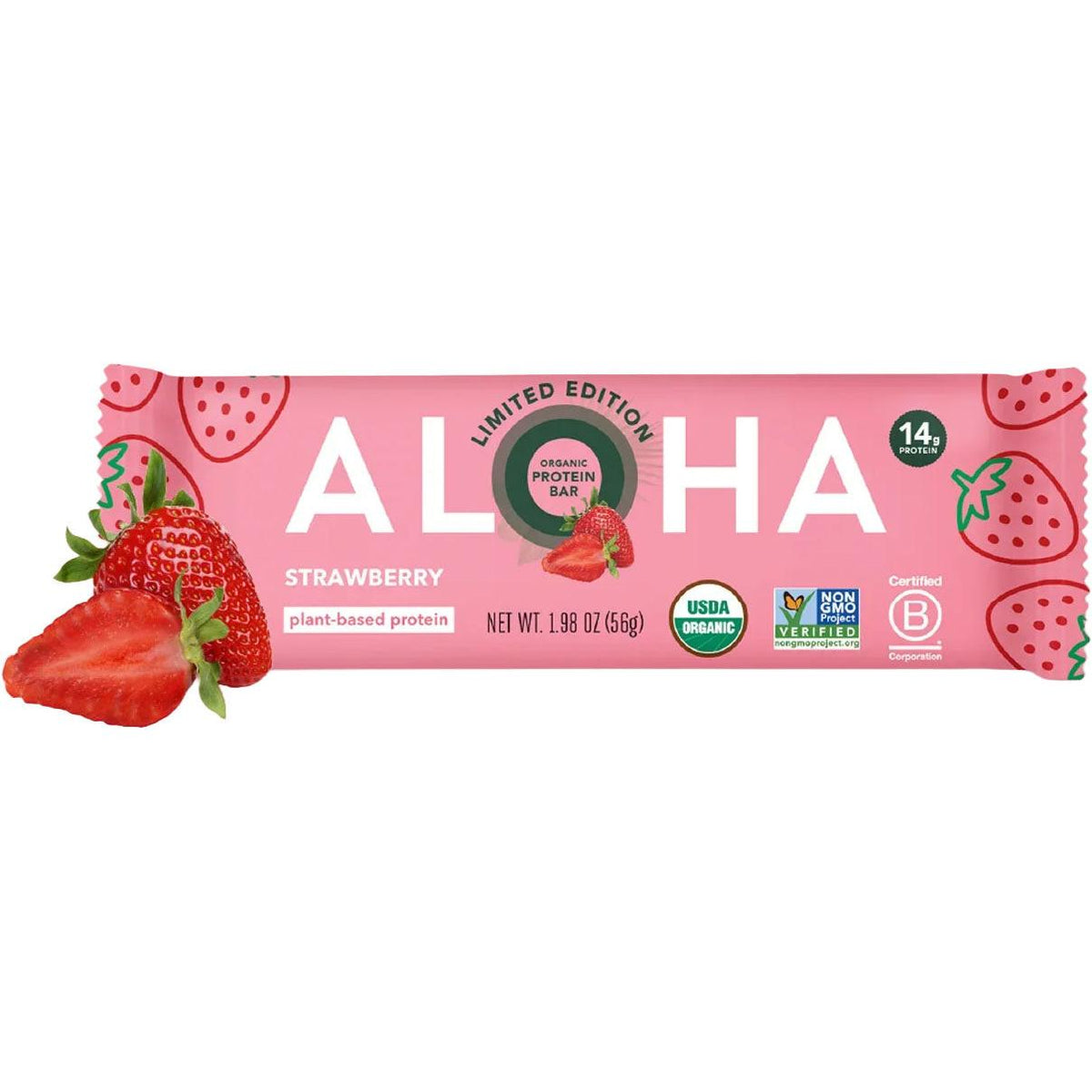 ALOHA Organic Plant-Based Protein Bars-Single Bar (56 g)-Strawberry-N101 Nutrition