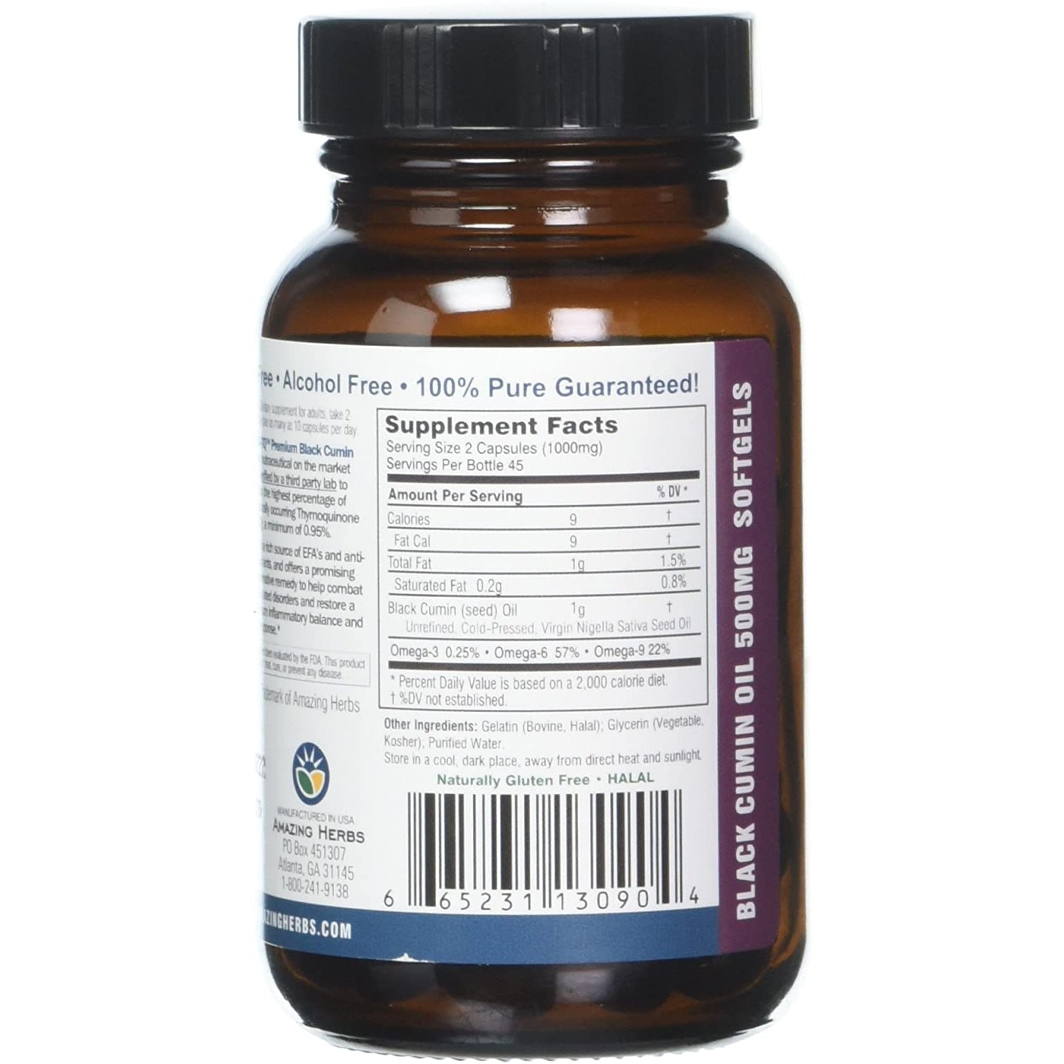 Amazing Herbs Premium Black Seed Oil Softgels 500mg-N101 Nutrition