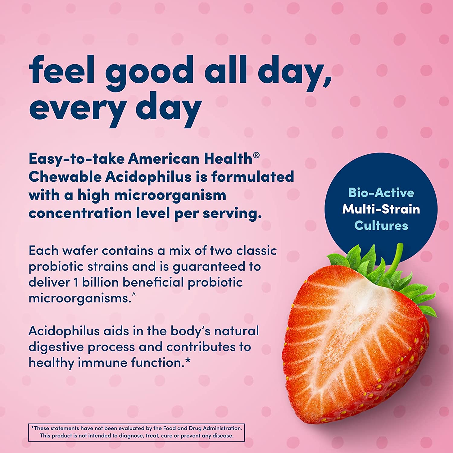 American Health Chewable Acidophilus (1 Billion) Natural Strawberry Flavor-N101 Nutrition