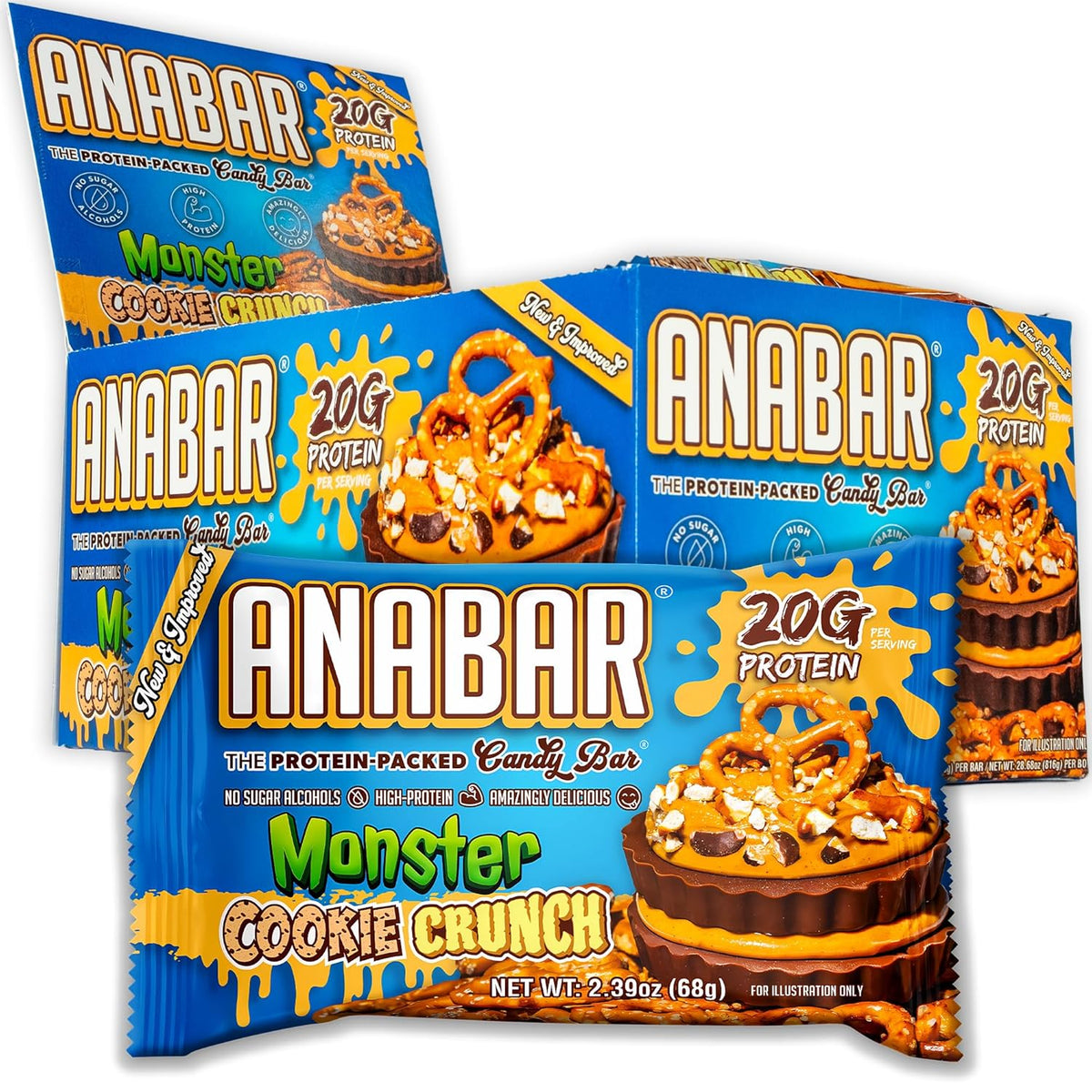 Anabar Protein-Packed Candy Bar-Box (12 bars)-Monster Cookie Crunch-N101 Nutrition