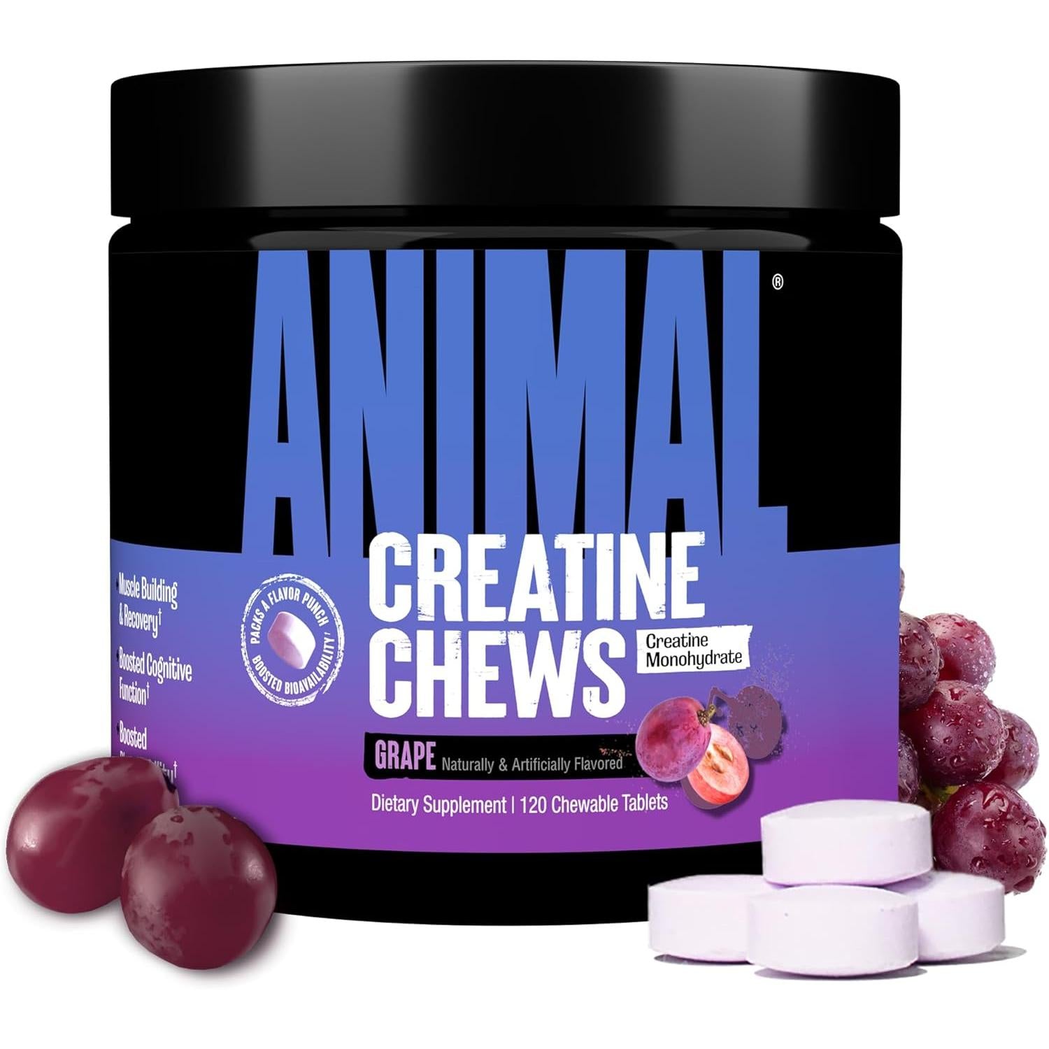 Animal Creatine Chews-120 chewable tablets-Grape-N101 Nutrition