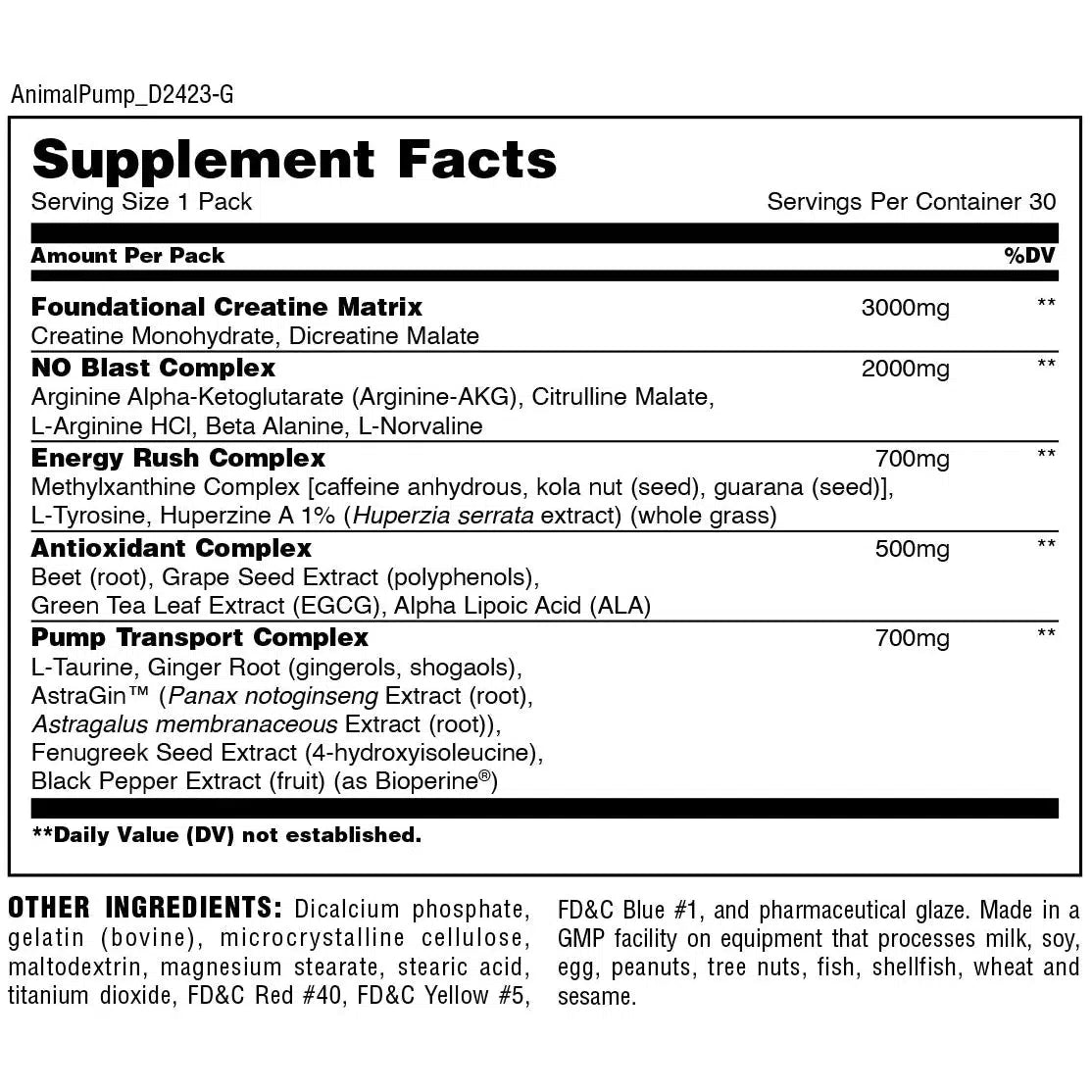 Animal Pump-N101 Nutrition