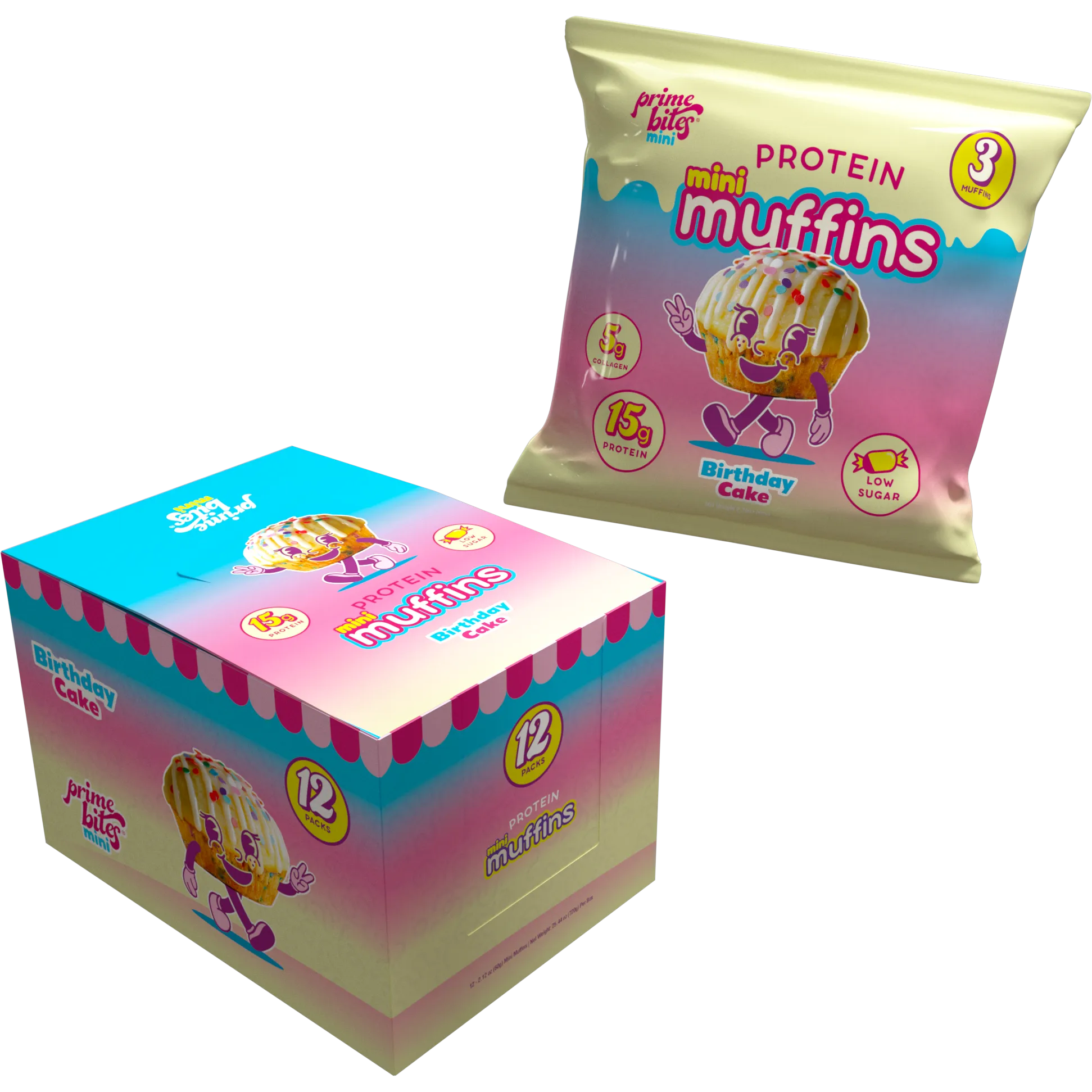 AP Prime Bites Mini Muffins-Box (12 packs)-Birthday Cake-N101 Nutrition