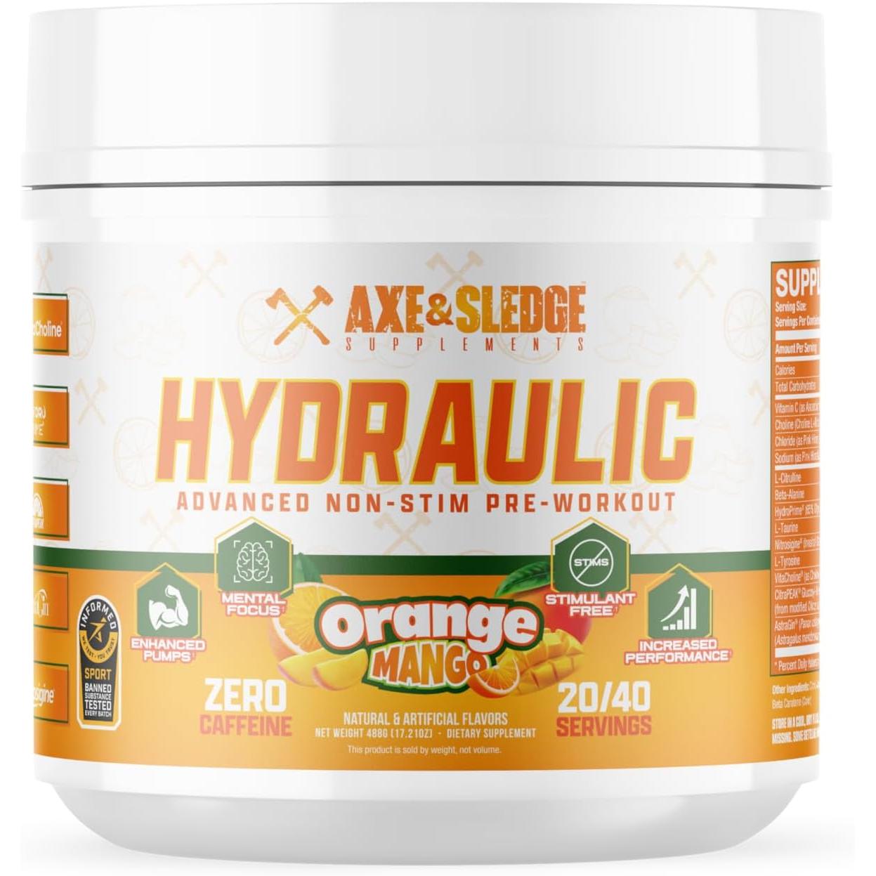 Axe & Sledge Hydraulic (New Formula)-20/40 servings-Orange Mango-N101 Nutrition