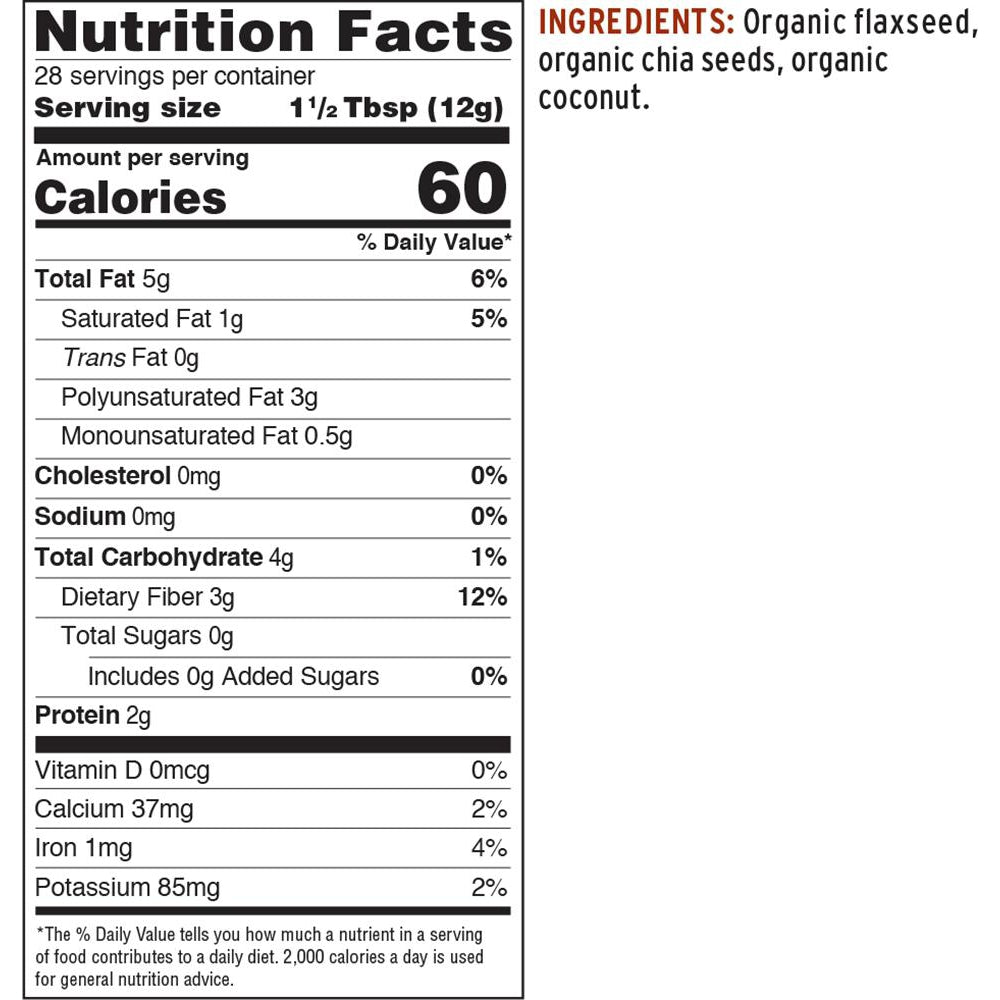 Barlean's Organic Flax Chia Coconut Blend-N101 Nutrition