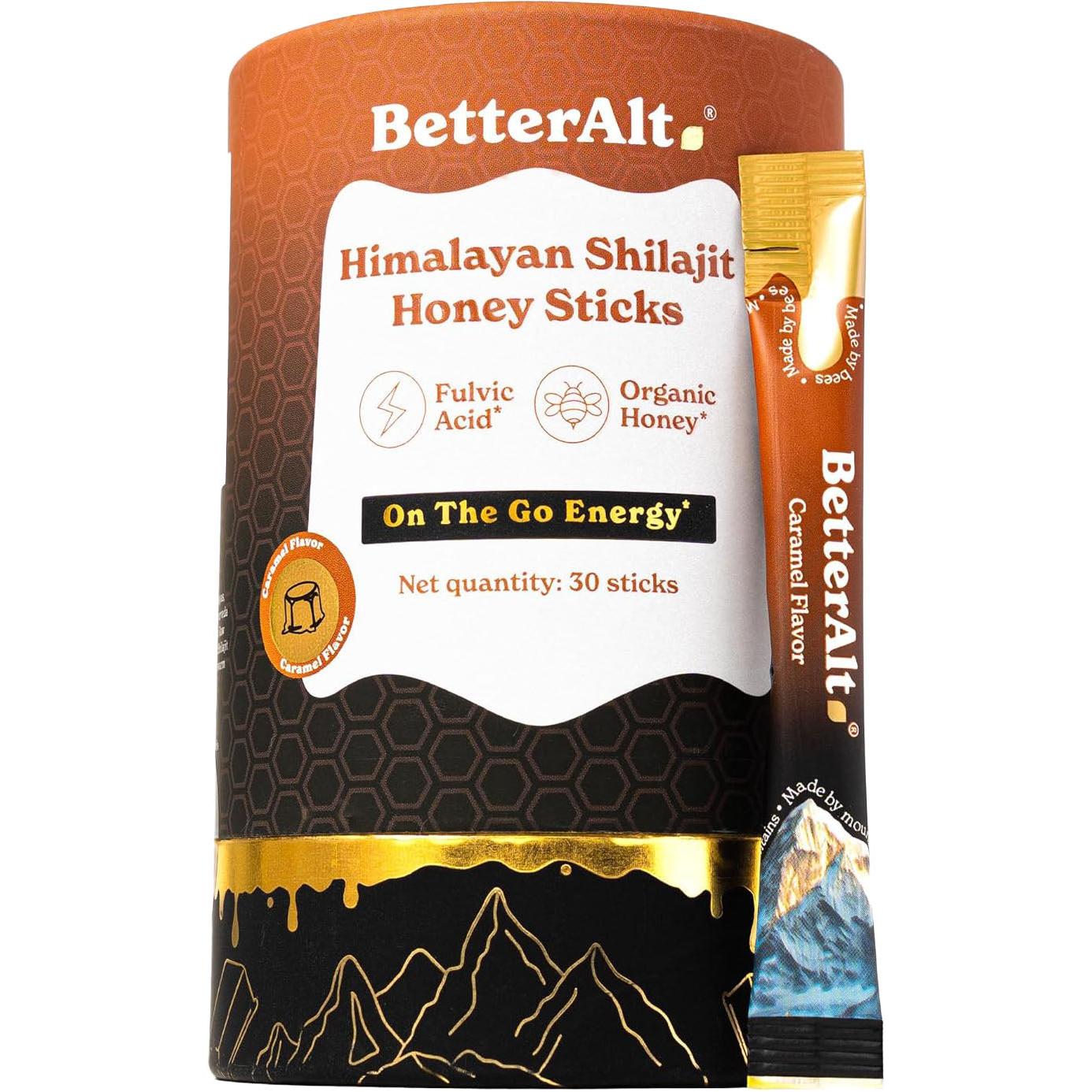 BetterAlt Himalayan Shilajit Honey Sticks-30 sticks-Caramel-N101 Nutrition