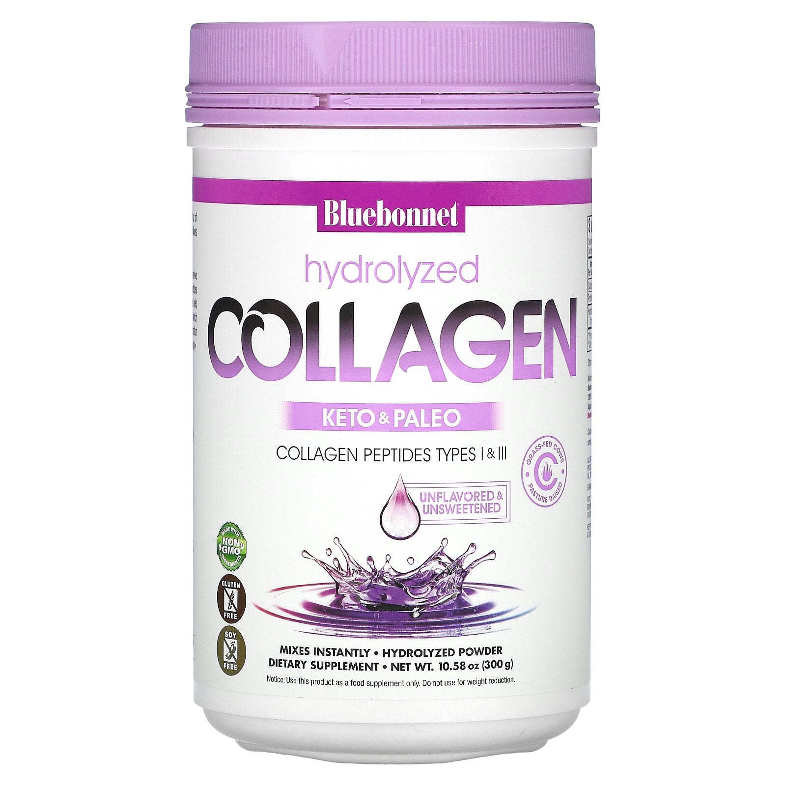 Bluebonnet Hydrolyzed Collagen Powder-300 g-N101 Nutrition