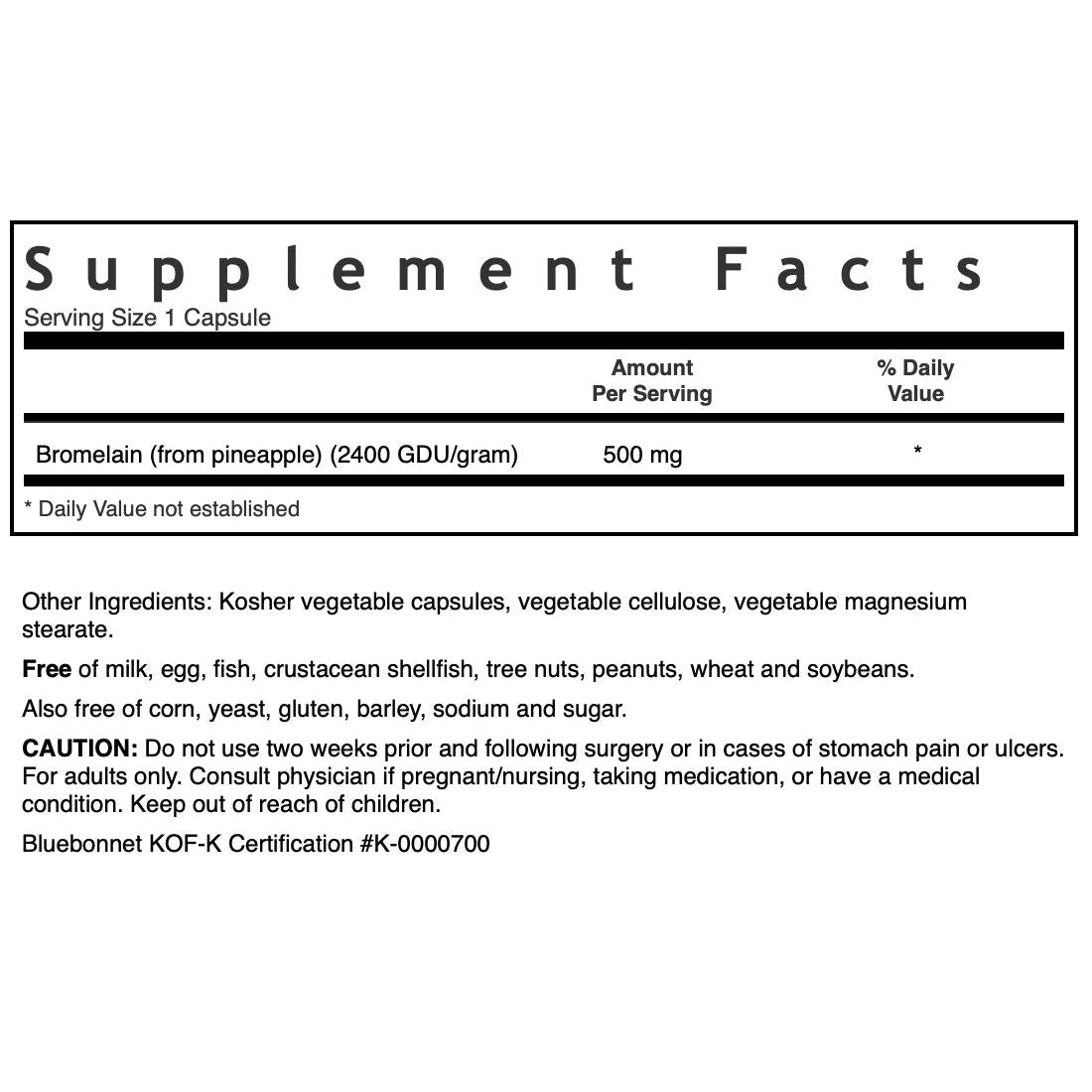 Bluebonnet Super Bromelain-N101 Nutrition