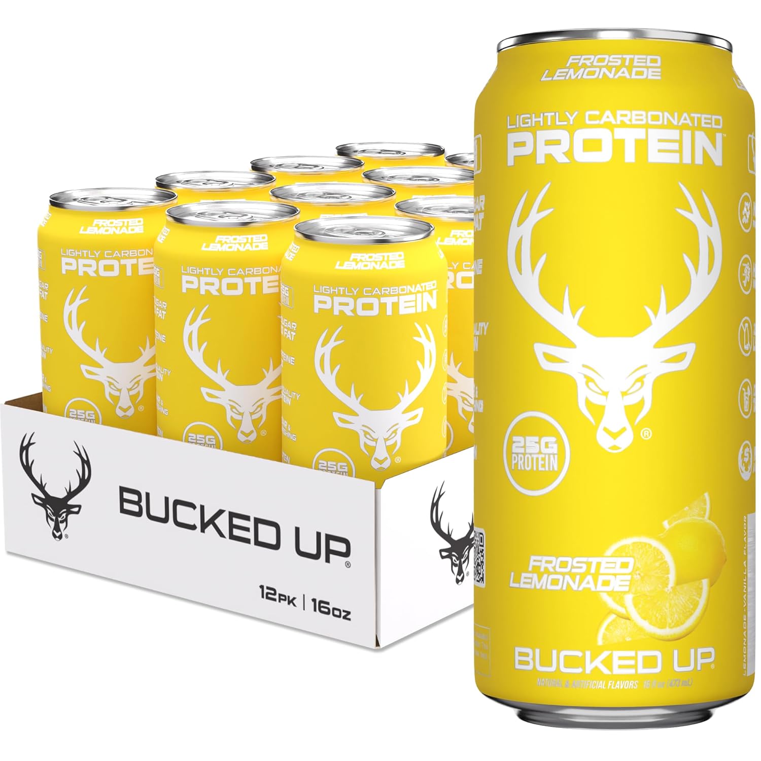 Bucked Up Lightly Carbonated Protein RTD-Case (12 cans)-Frosted Lemonade-N101 Nutrition