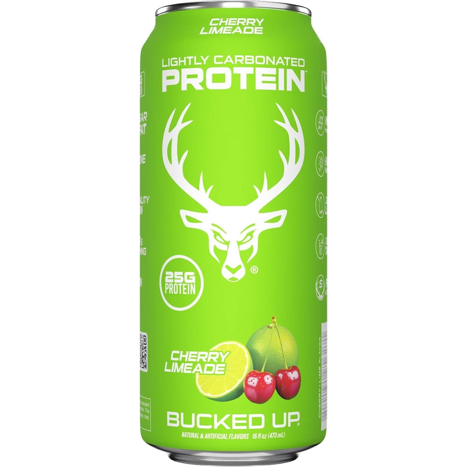 Bucked Up Lightly Carbonated Protein RTD-Single Can (16 fl oz)-Cherry Limeade-N101 Nutrition
