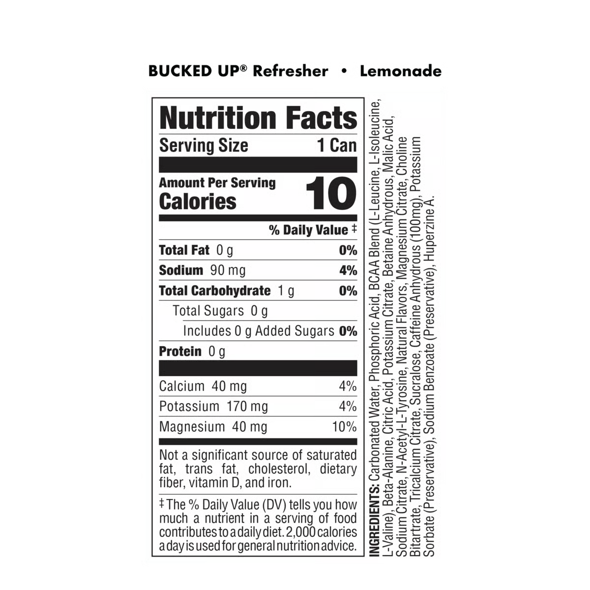 Bucked Up Refresher RTD-N101 Nutrition