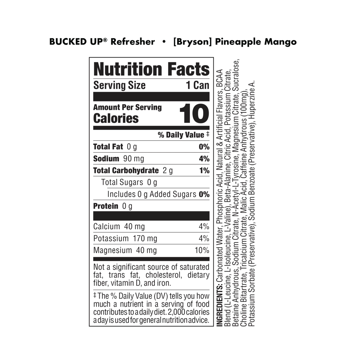 Bucked Up Refresher RTD-N101 Nutrition