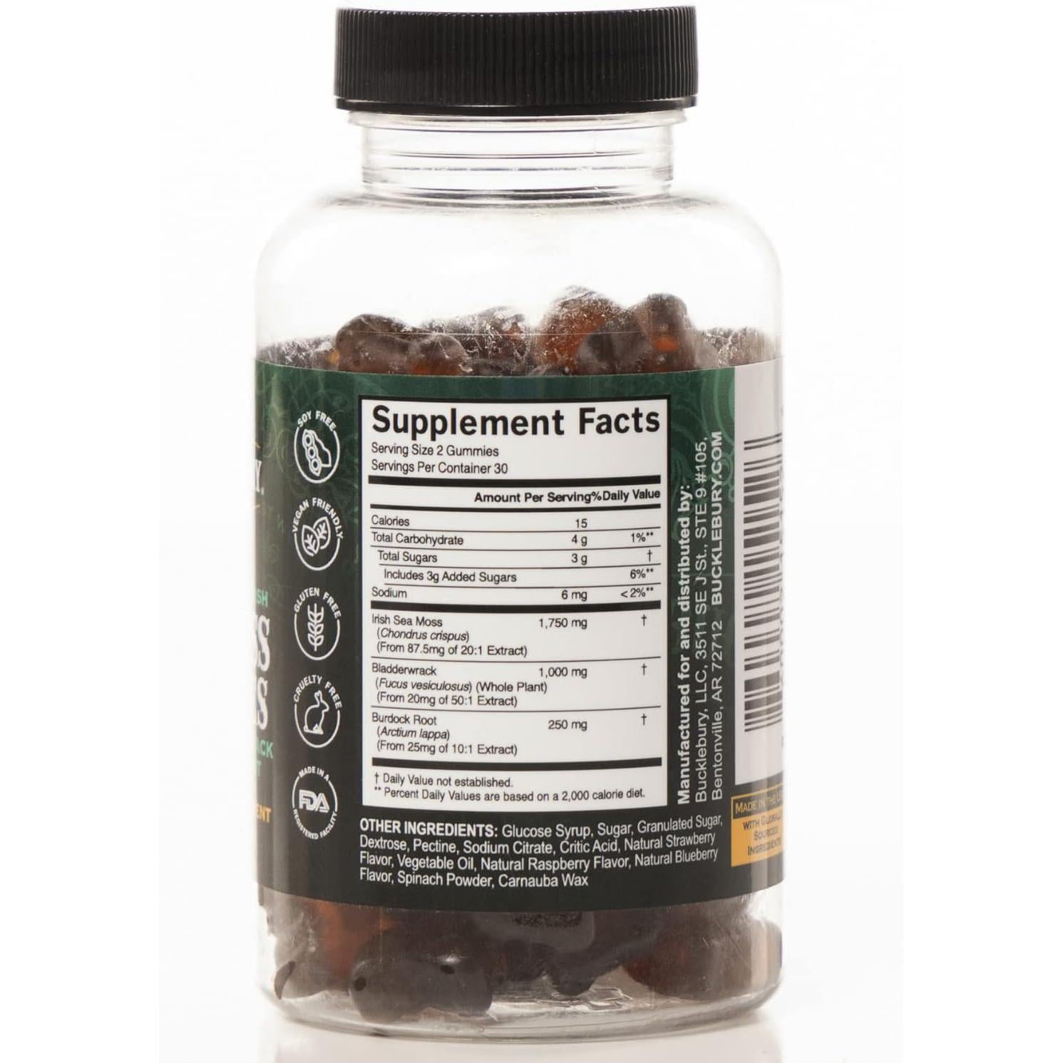 Bucklebury Wild Crafted Irish Sea Moss Gummies-N101 Nutrition