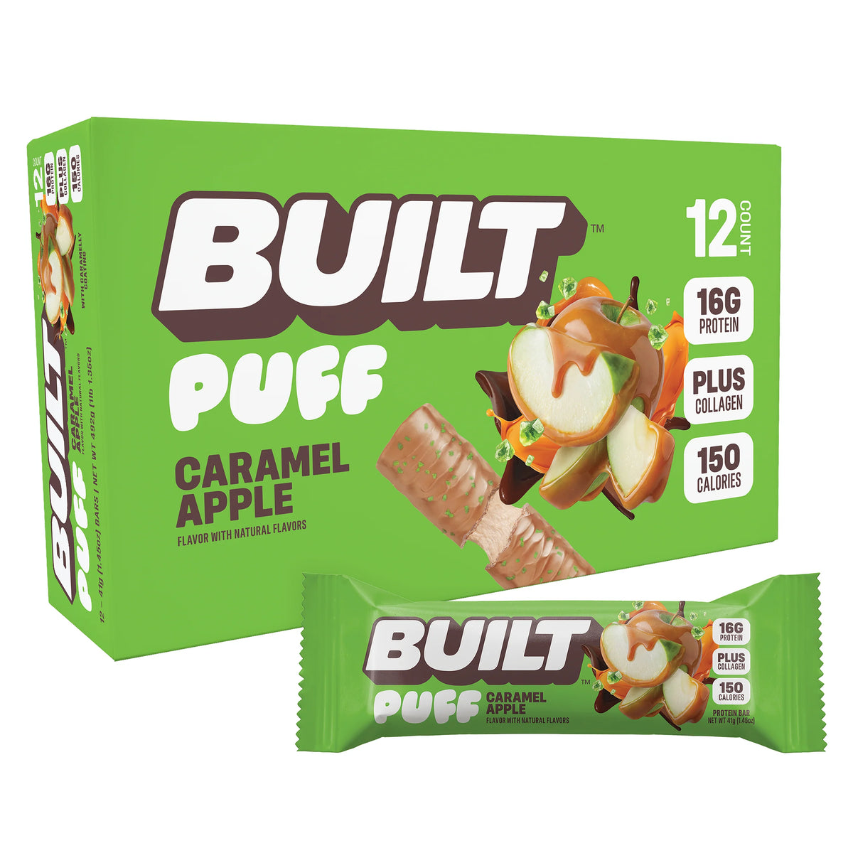 BUILT Puff Bar-Box (12 bars)-Caramel Apple-N101 Nutrition