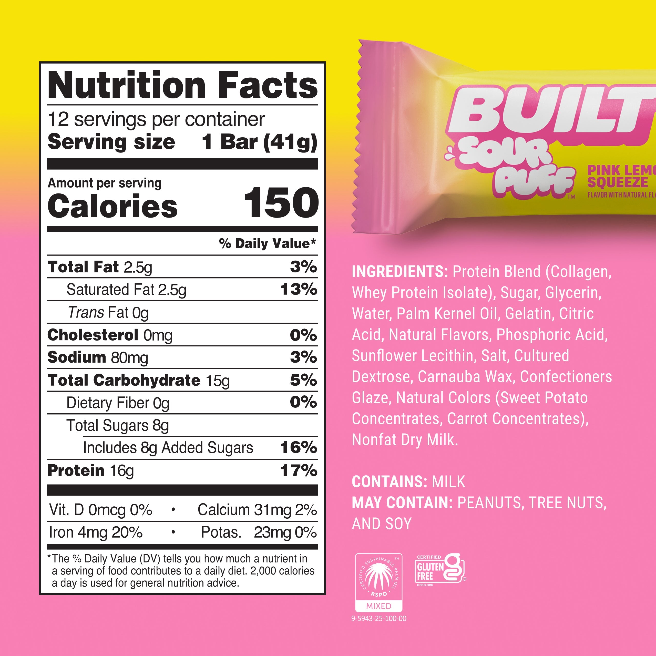 BUILT Sour Puff Bar-N101 Nutrition