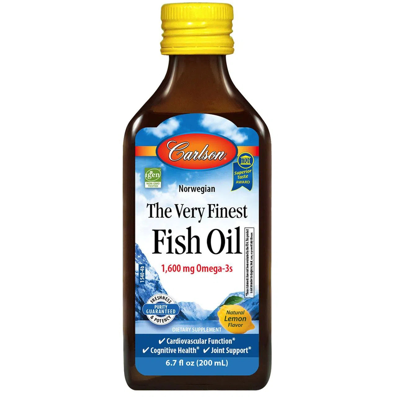 Carlson The Very Finest Fish Oil Liquid-6.7 oz (200 mL)-Lemon-N101 Nutrition