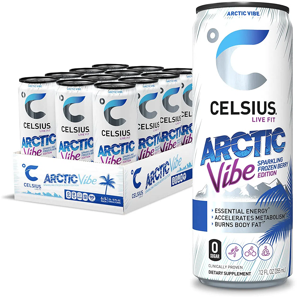 Celsius Energy Drink-Case (12 cans)-ARCTIC VIBE Sparkling Frozen Berry-N101 Nutrition