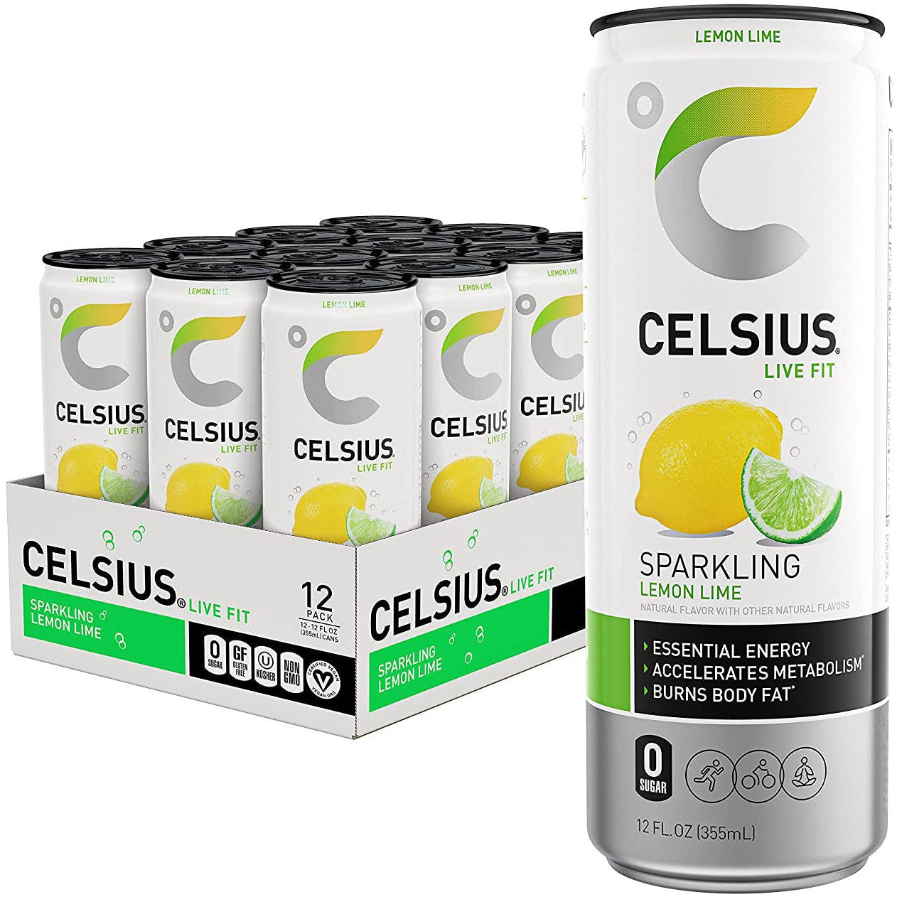 Celsius Energy Drink-Case (12 cans)-Sparkling Lemon Lime-N101 Nutrition