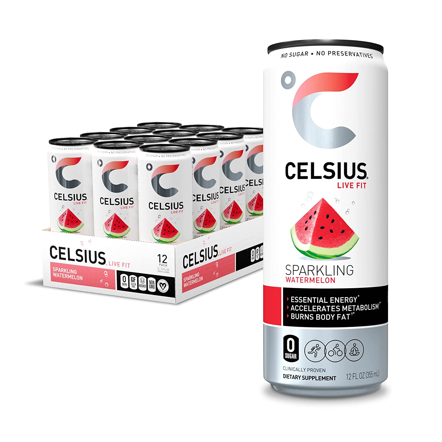 Celsius Energy Drink-Case (12 cans)-Sparkling Watermelon-N101 Nutrition