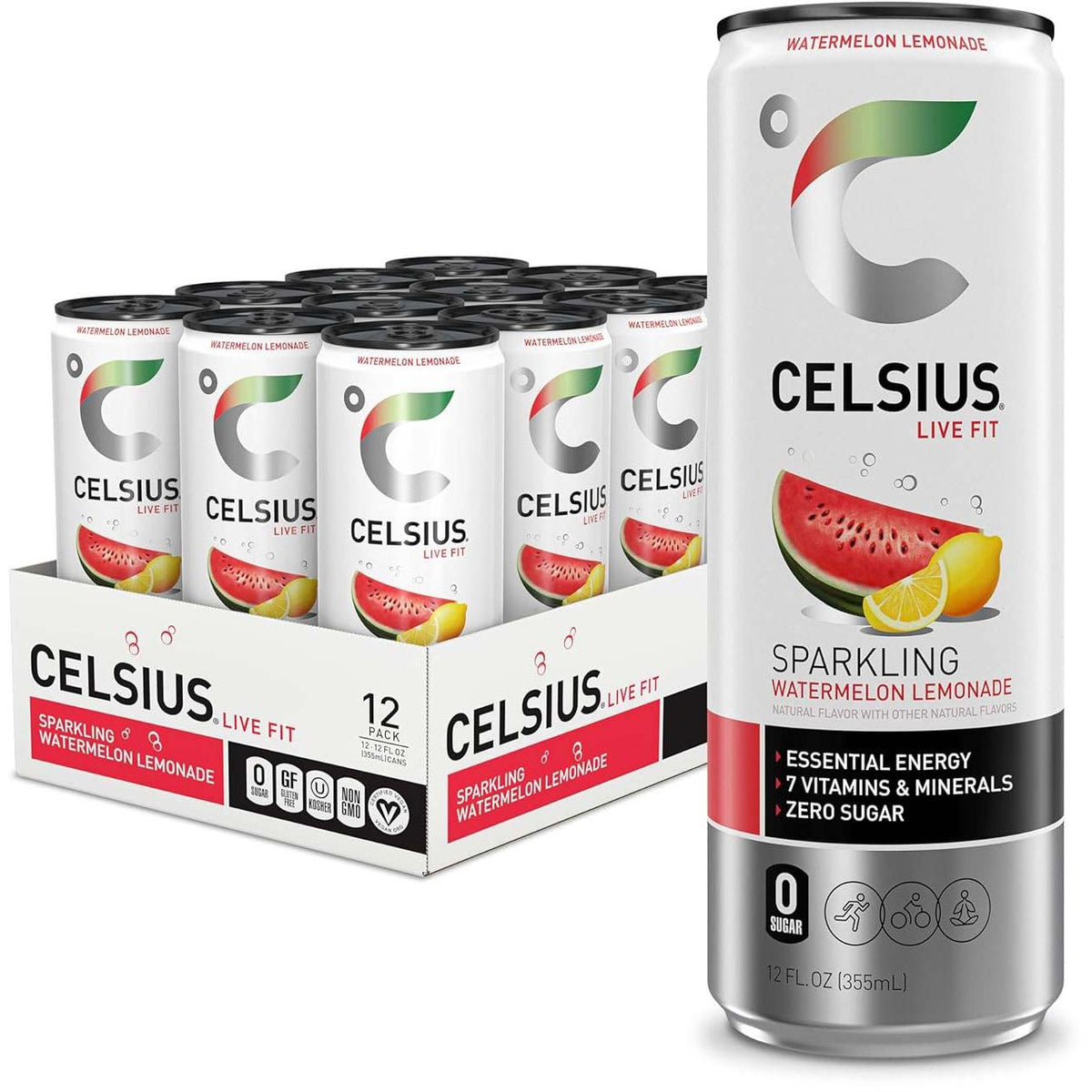 Celsius Energy Drink-Case (12 cans)-Sparkling Watermelon Lemonade-N101 Nutrition