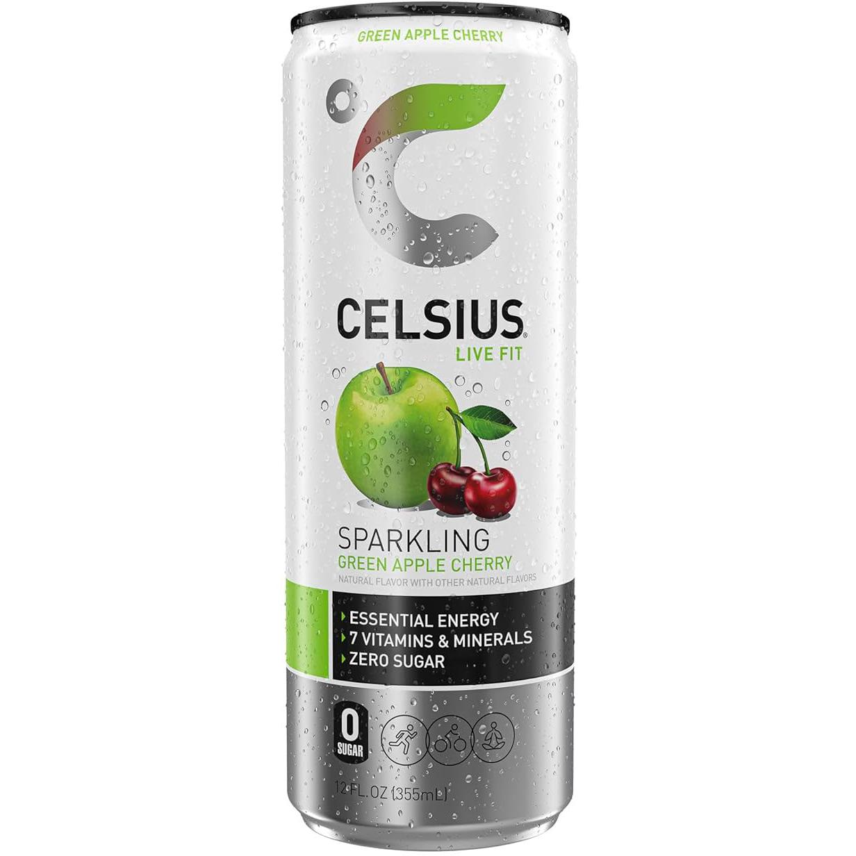 Celsius Energy Drink-Single (12 fl oz / 355 mL)-Sparkling Green Apple Cherry-N101 Nutrition