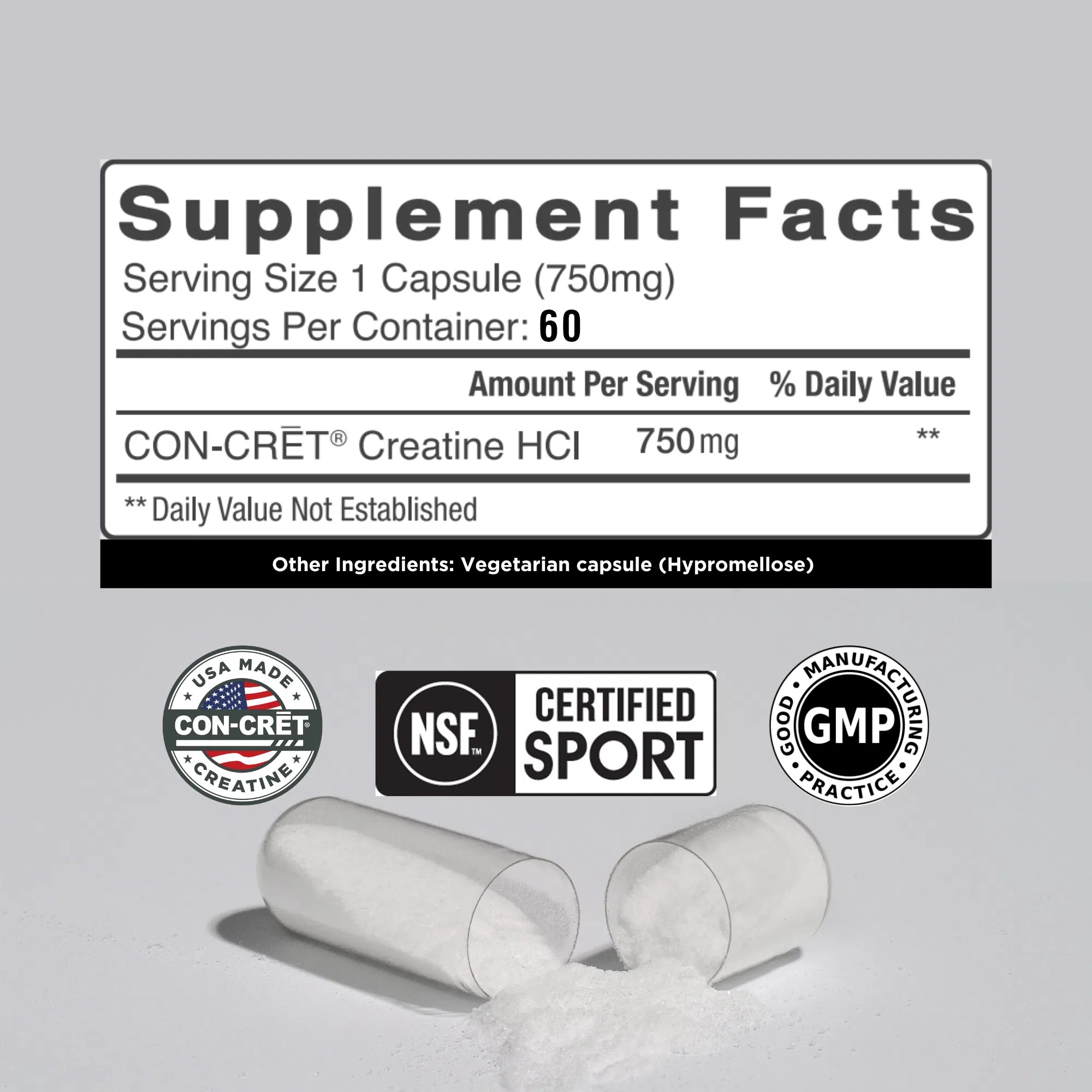 CON-CRET Patented Creatine HCl Capsules-N101 Nutrition
