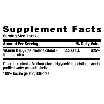 Country Life Vitamin D3 2500 IU-N101 Nutrition