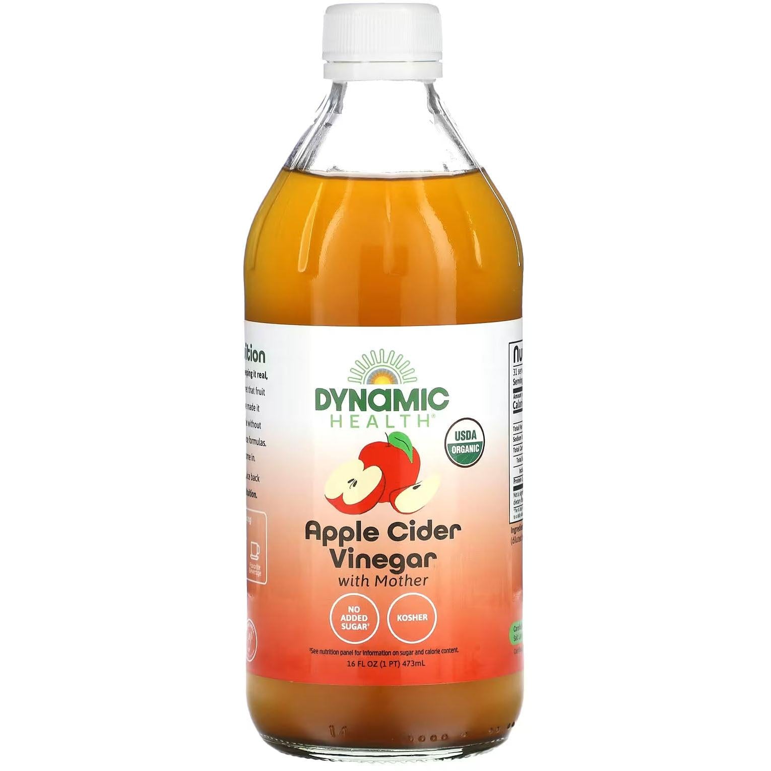 Dynamic Health Apple Cider Vinegar with Mother & Honey (Glass Bottle)-16 fl oz (473 mL)-N101 Nutrition
