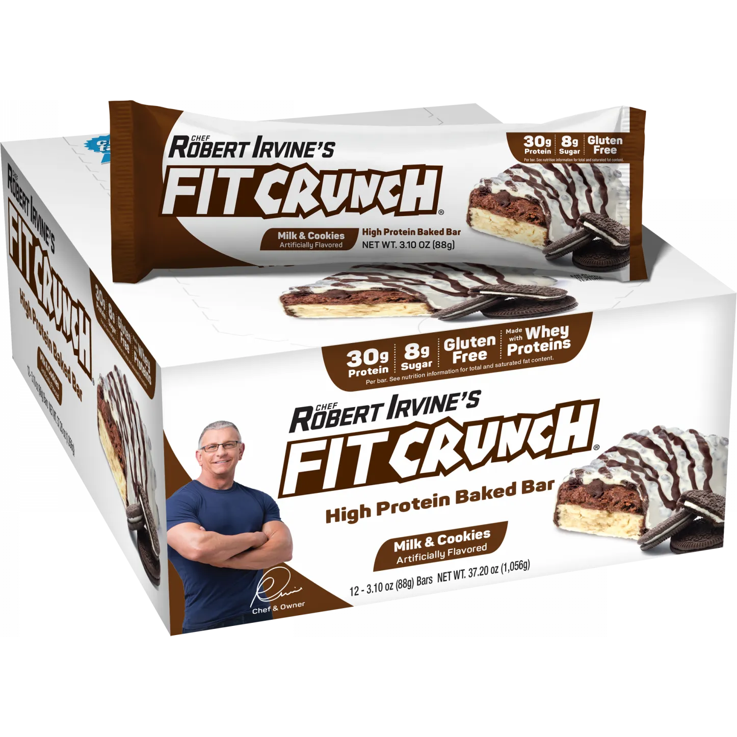 FITCRUNCH Protein Bars-Box (12 bars)-Milk & Cookies-N101 Nutrition