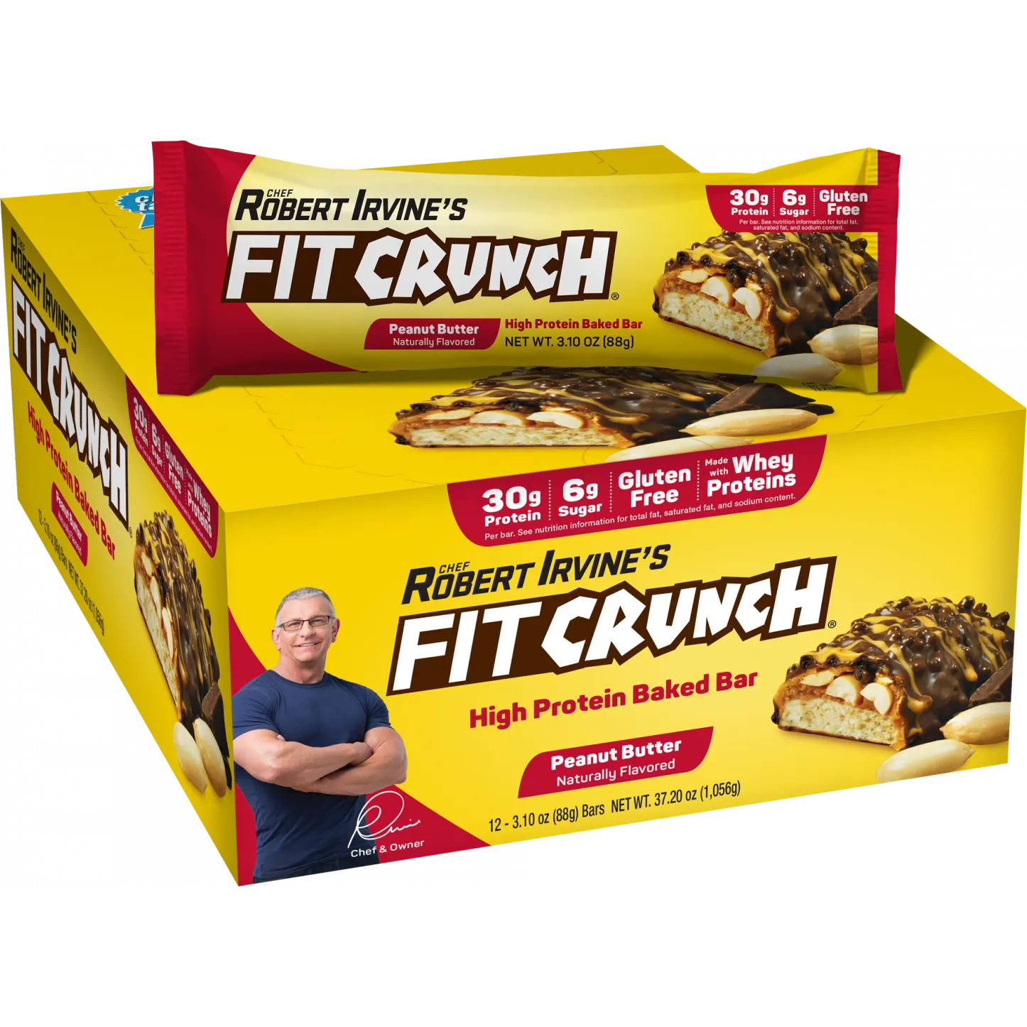 FITCRUNCH Protein Bars-Box (12 bars)-Peanut Butter-N101 Nutrition