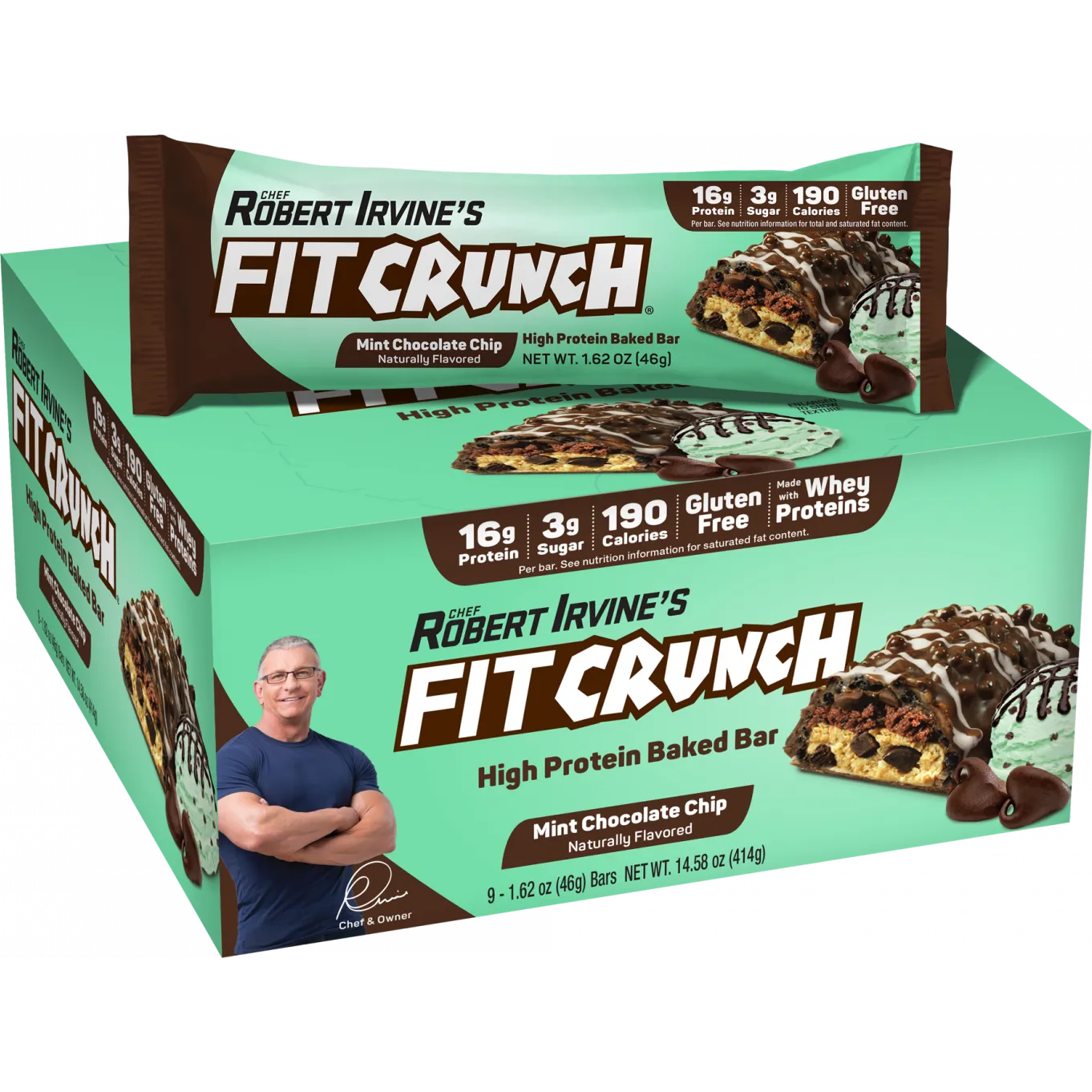 FITCRUNCH Snack Size Protein Bars-Box (9 bars)-Mint Chocolate Chip-N101 Nutrition