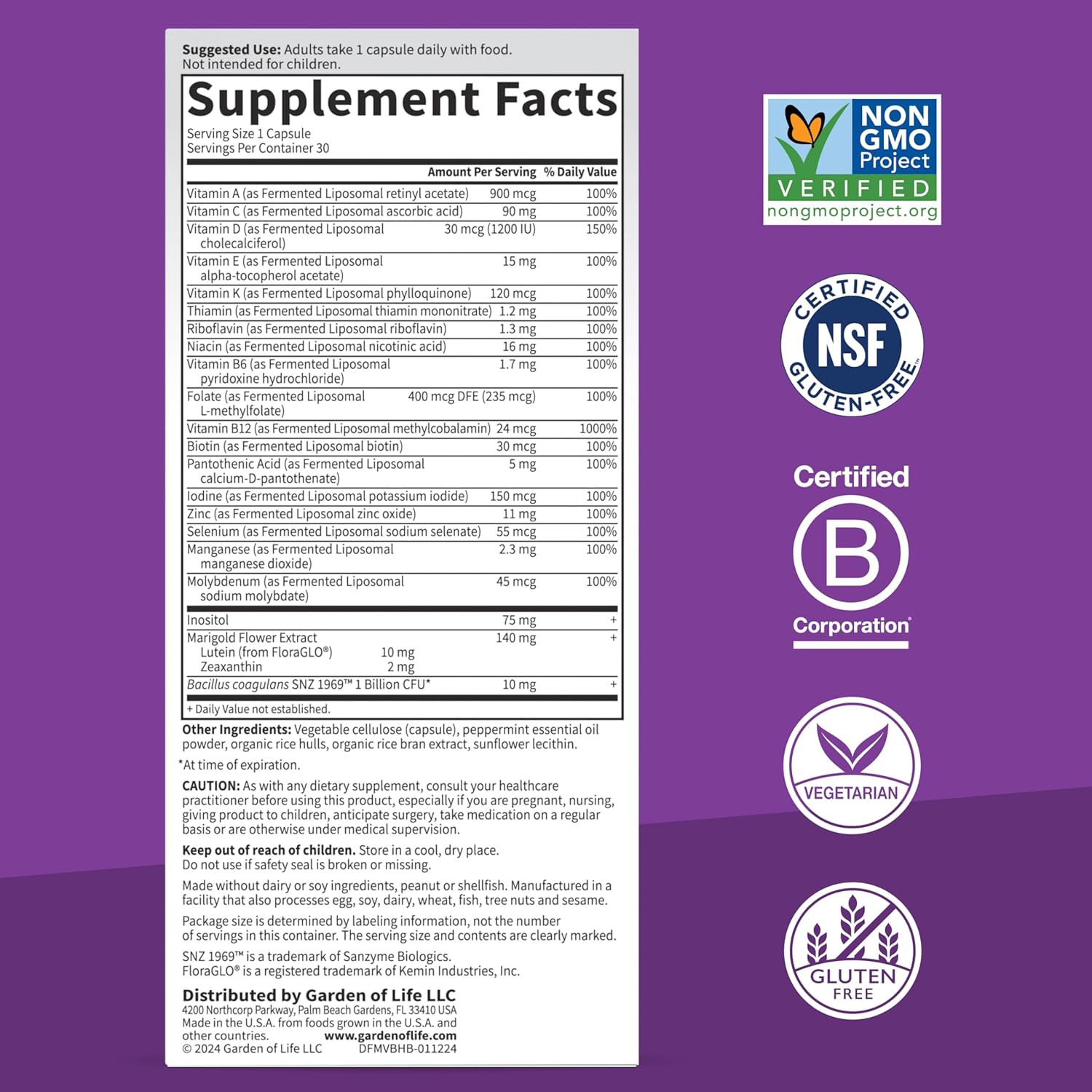 Garden of Life Dr. Formulated Multi+ Brain Health Fermented Liposomal Multivitamin-N101 Nutrition