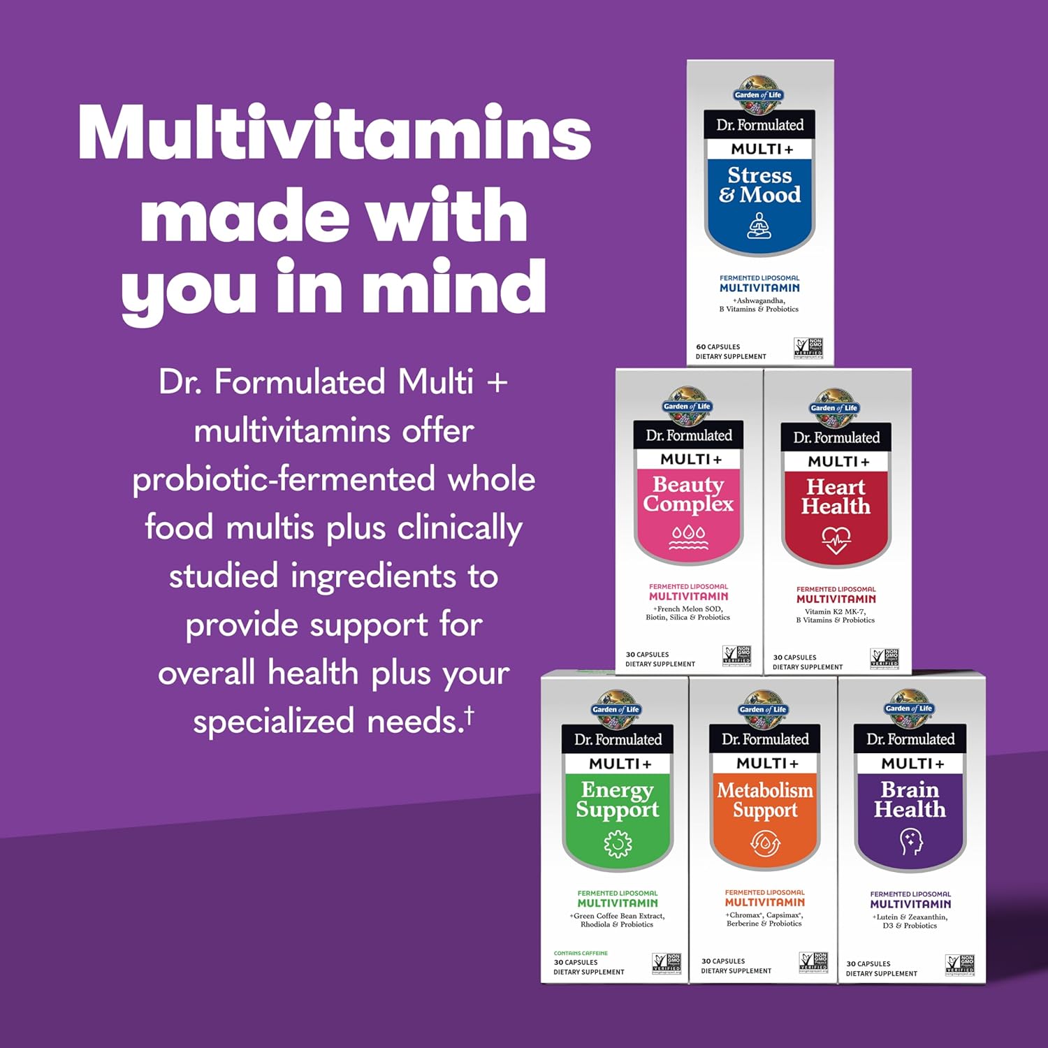 Garden of Life Dr. Formulated Multi+ Brain Health Fermented Liposomal Multivitamin-N101 Nutrition