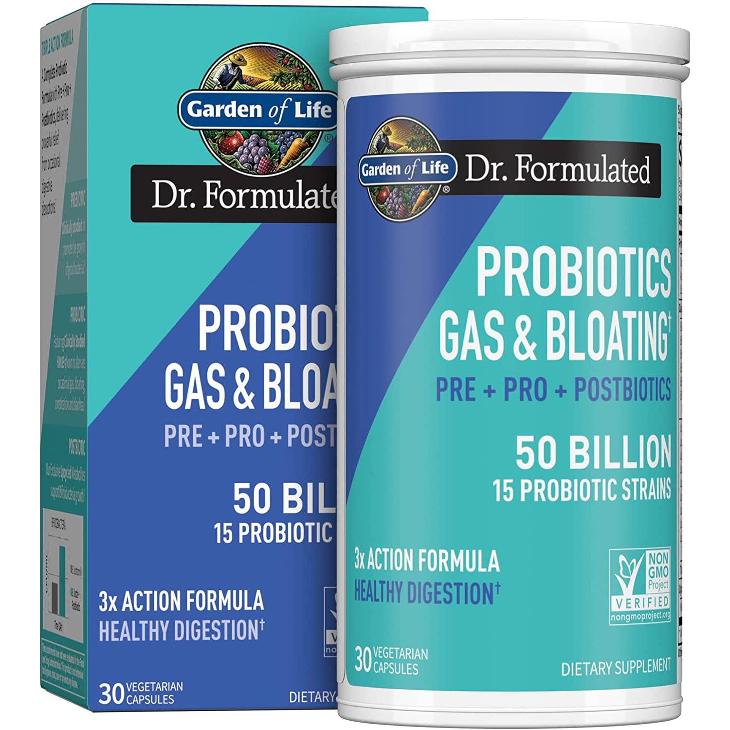 Garden of Life Dr. Formulated Probiotics Gas & Bloating 50 Billion (BEST USED BY 06/2026 - FINAL SALE / NO RETURNS)-30 vegetarian capsules-N101 Nutrition