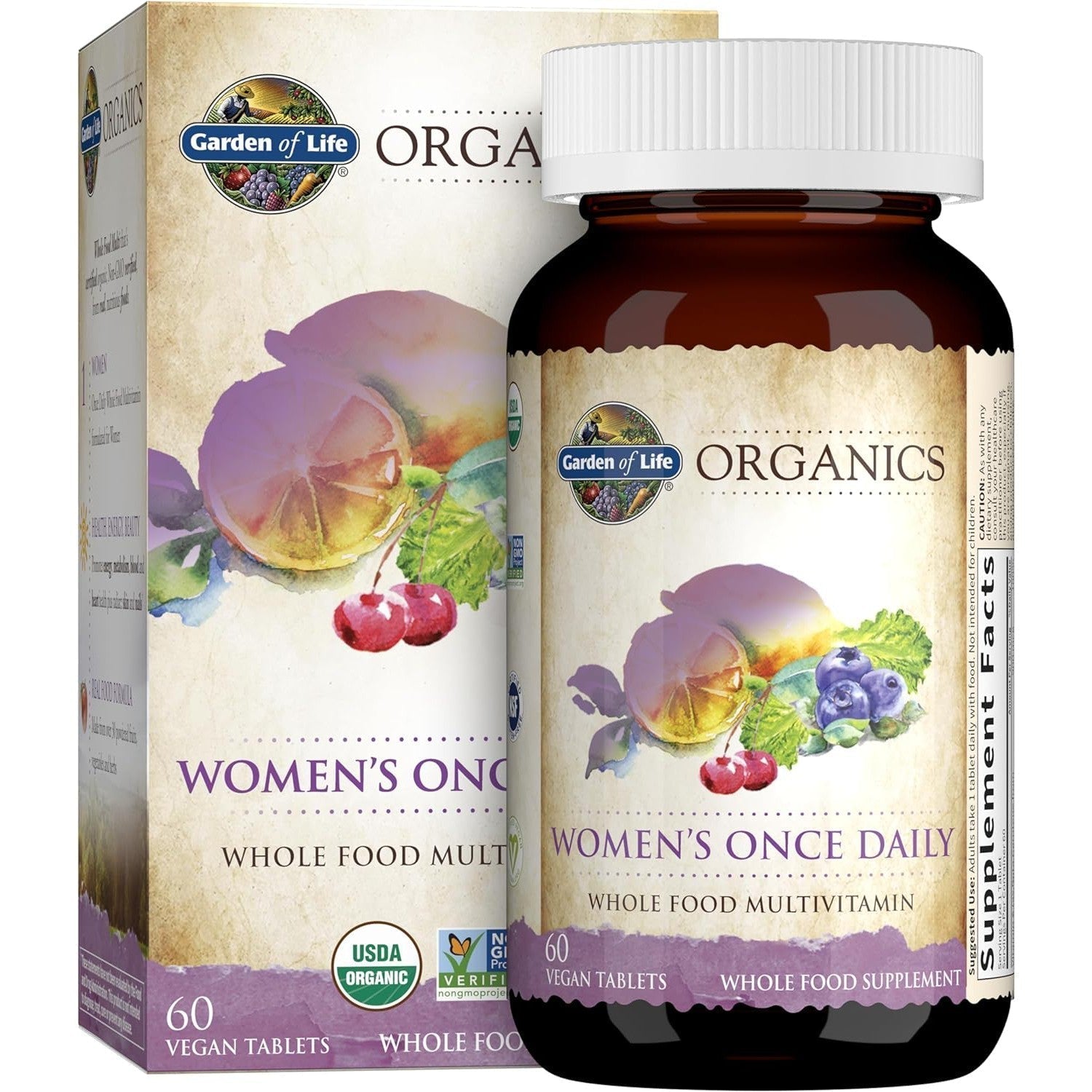 Garden of Life Organics Women's Once Daily Multi-60 vegan tablets-N101 Nutrition