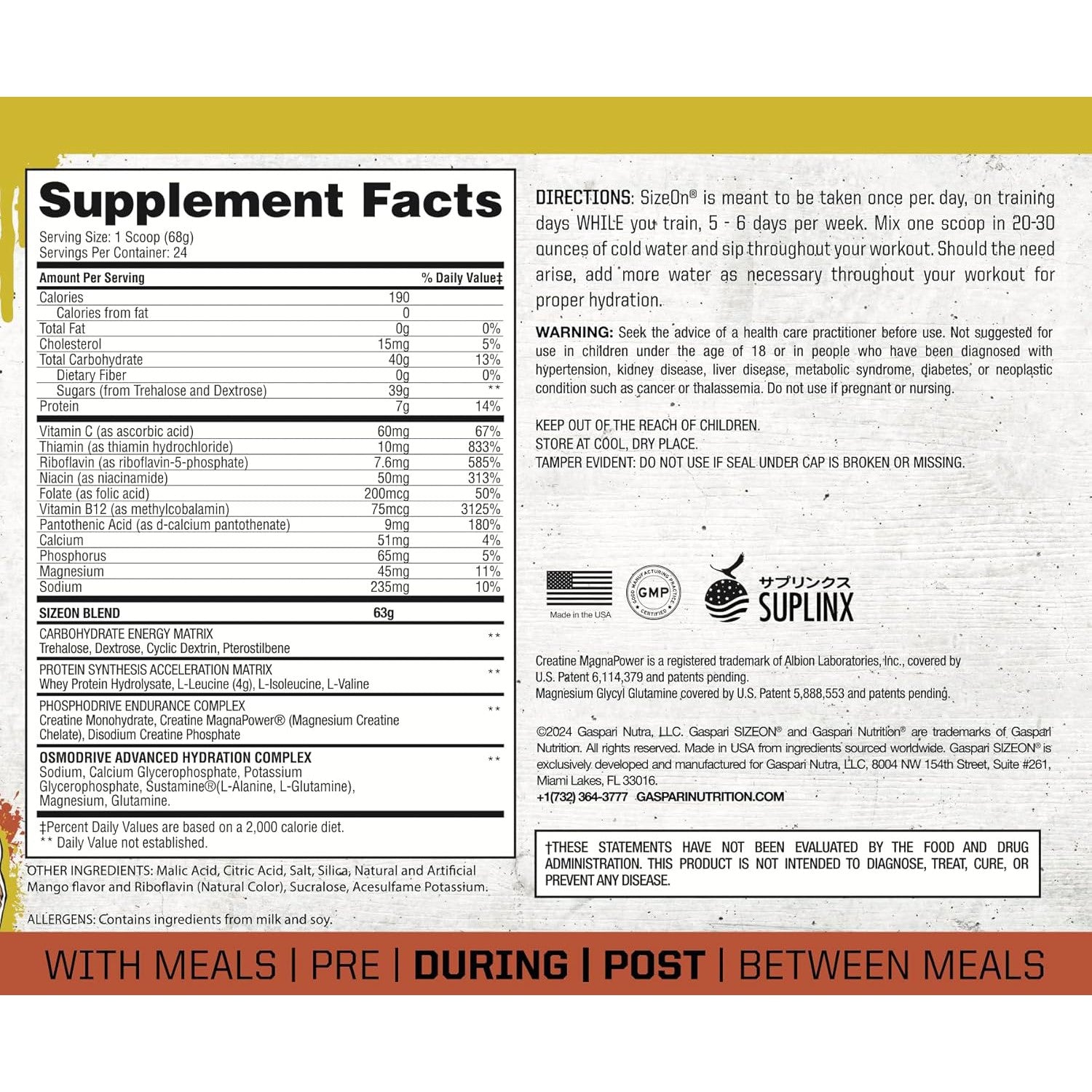 Gaspari Nutrition SizeOn-N101 Nutrition