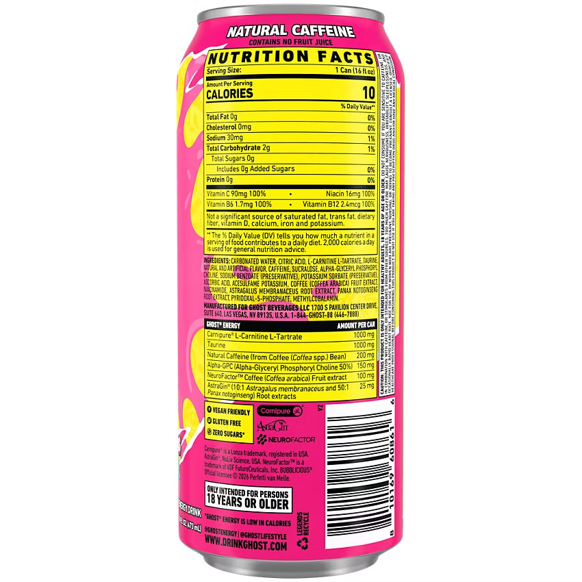 GHOST Energy Drink-N101 Nutrition