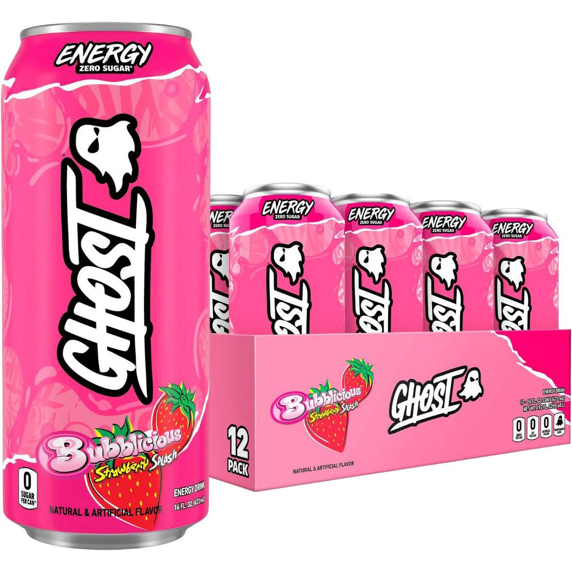 GHOST Energy Drink-Case (12 cans)-Bubblicious® Strawberry Splash-N101 Nutrition