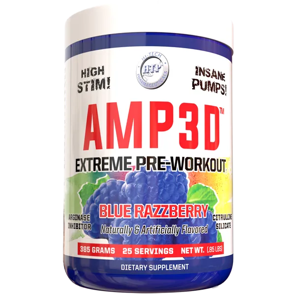 Hi-Tech Pharmaceuticals AMP3D-25 servings-Blue Razzberry-N101 Nutrition