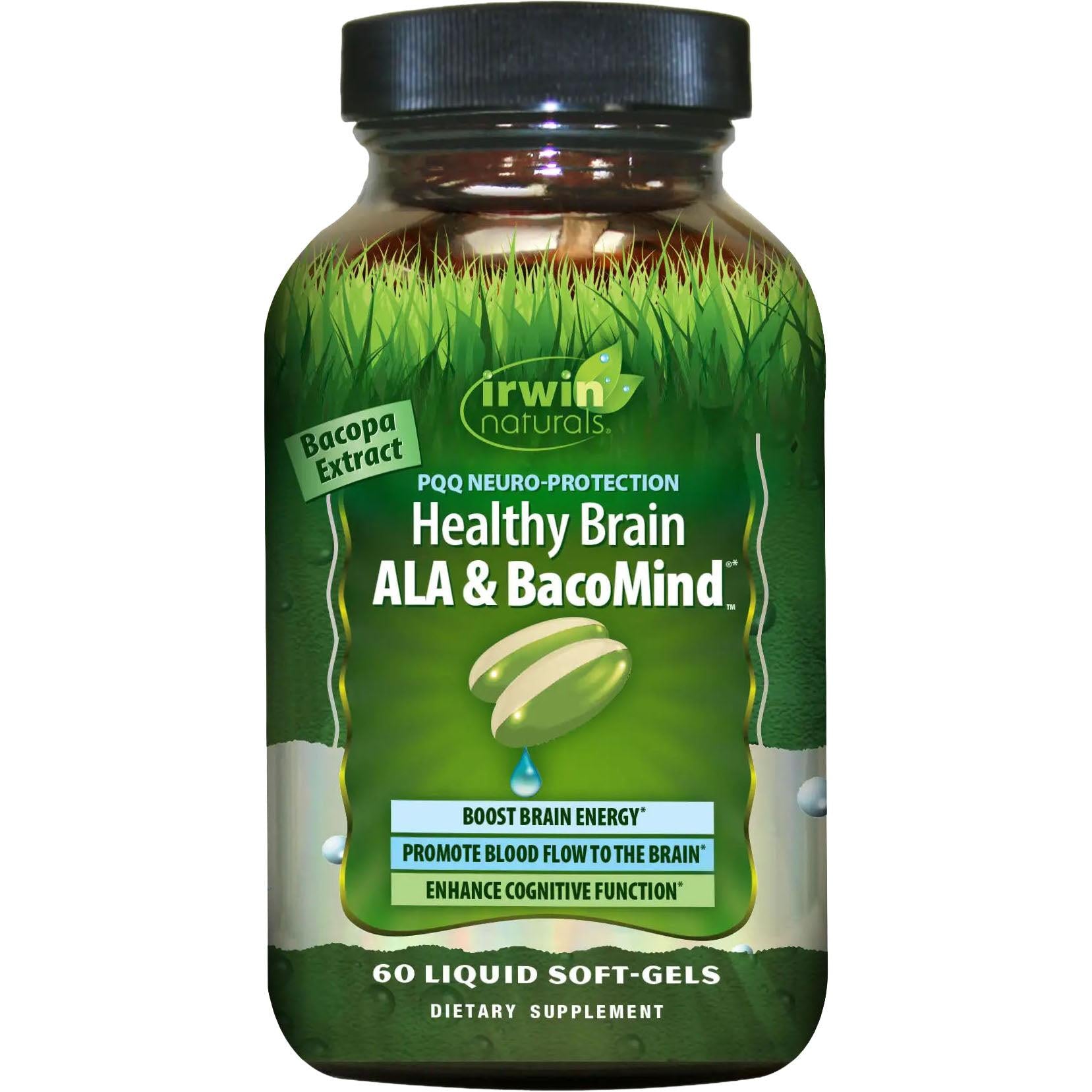 Irwin Naturals Healthy Brain ALA & BacoMind® (EXP JUL/2026 - FINAL SALE / NO RETURNS)-60 liquid soft-gels-N101 Nutrition