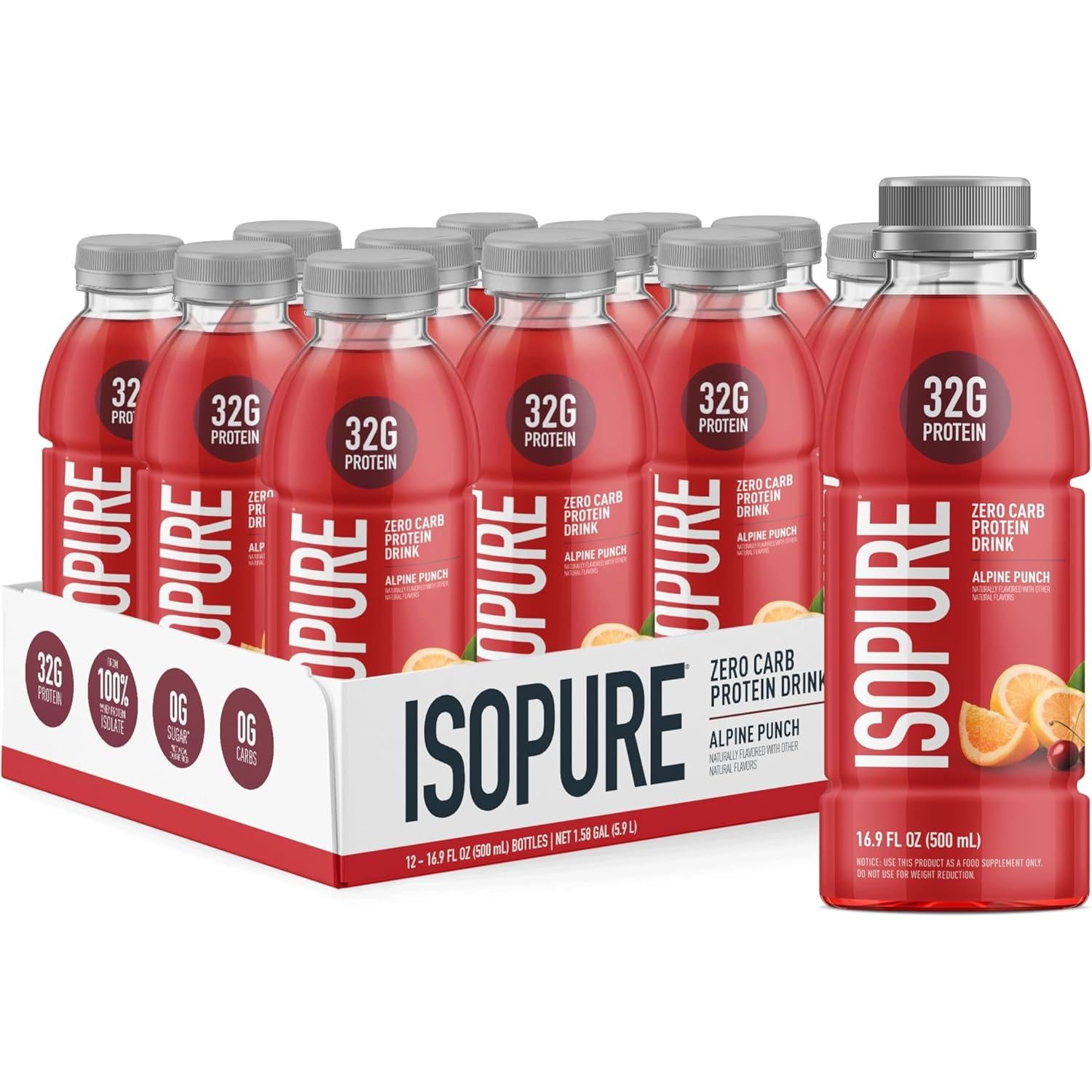 Isopure Zero Carb Protein Drink (Plastic Bottle)-Case (12 bottles)-Alpine Punch-N101 Nutrition