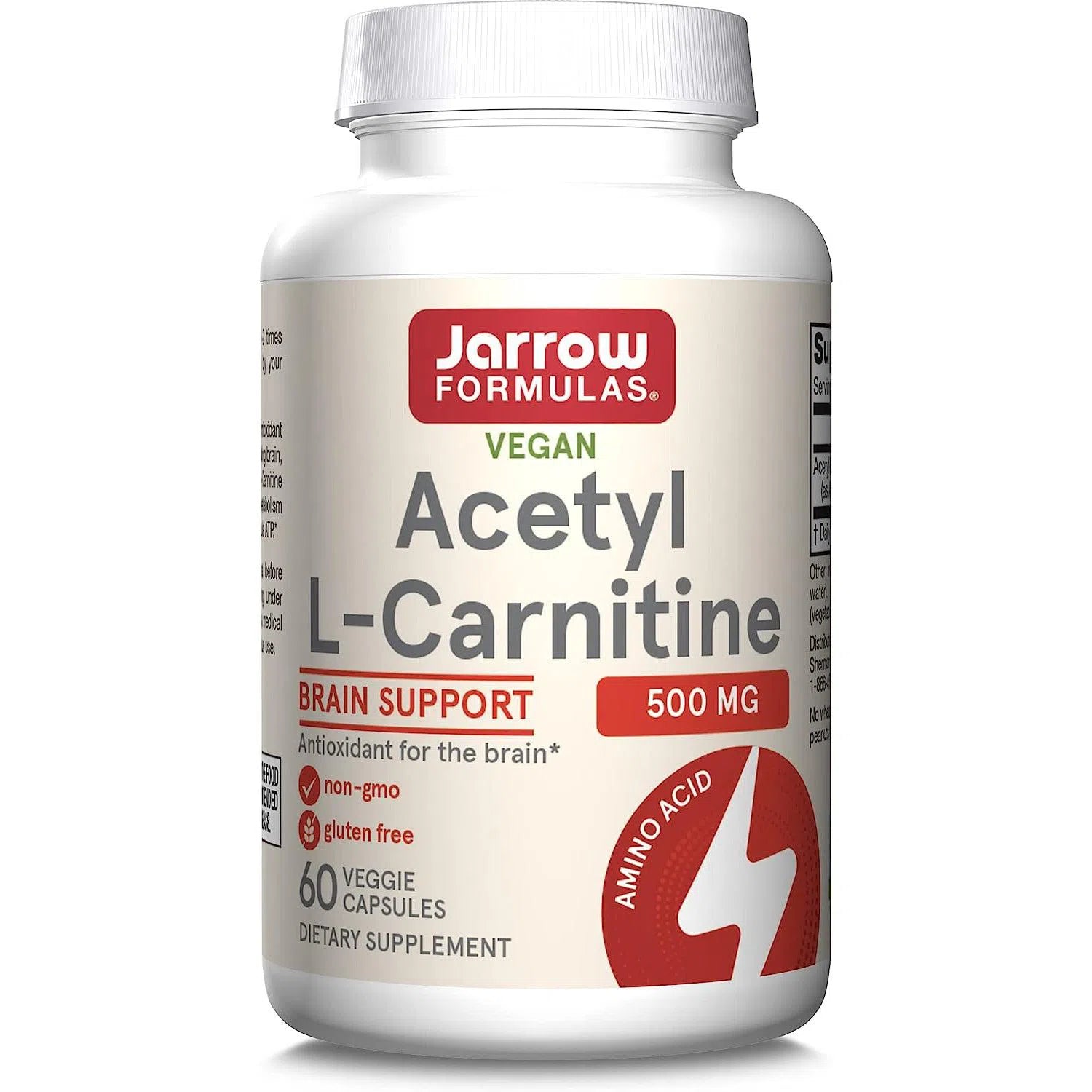 Jarrow Formulas Acetyl L-Carnitine 500 mg-60 veggie capsules-N101 Nutrition